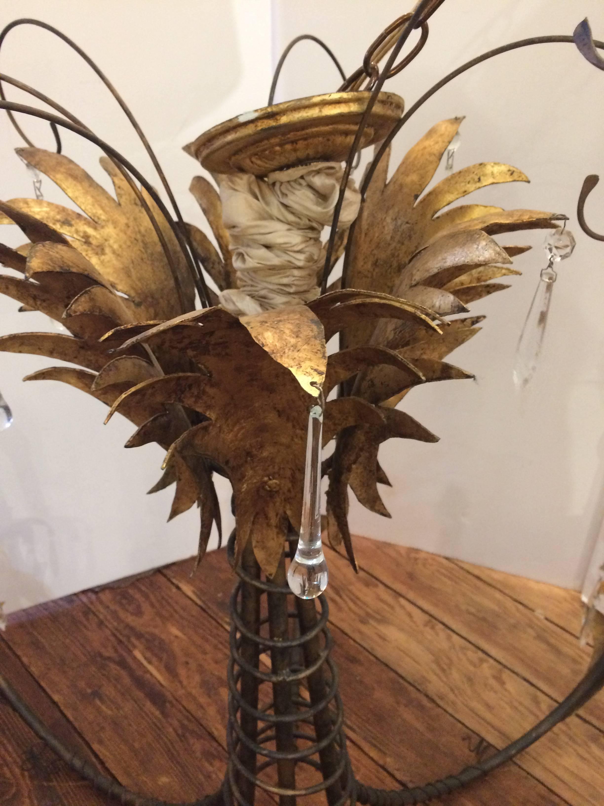 Late 20th Century Very Large Iron Pineapple Motiffe Chandelier