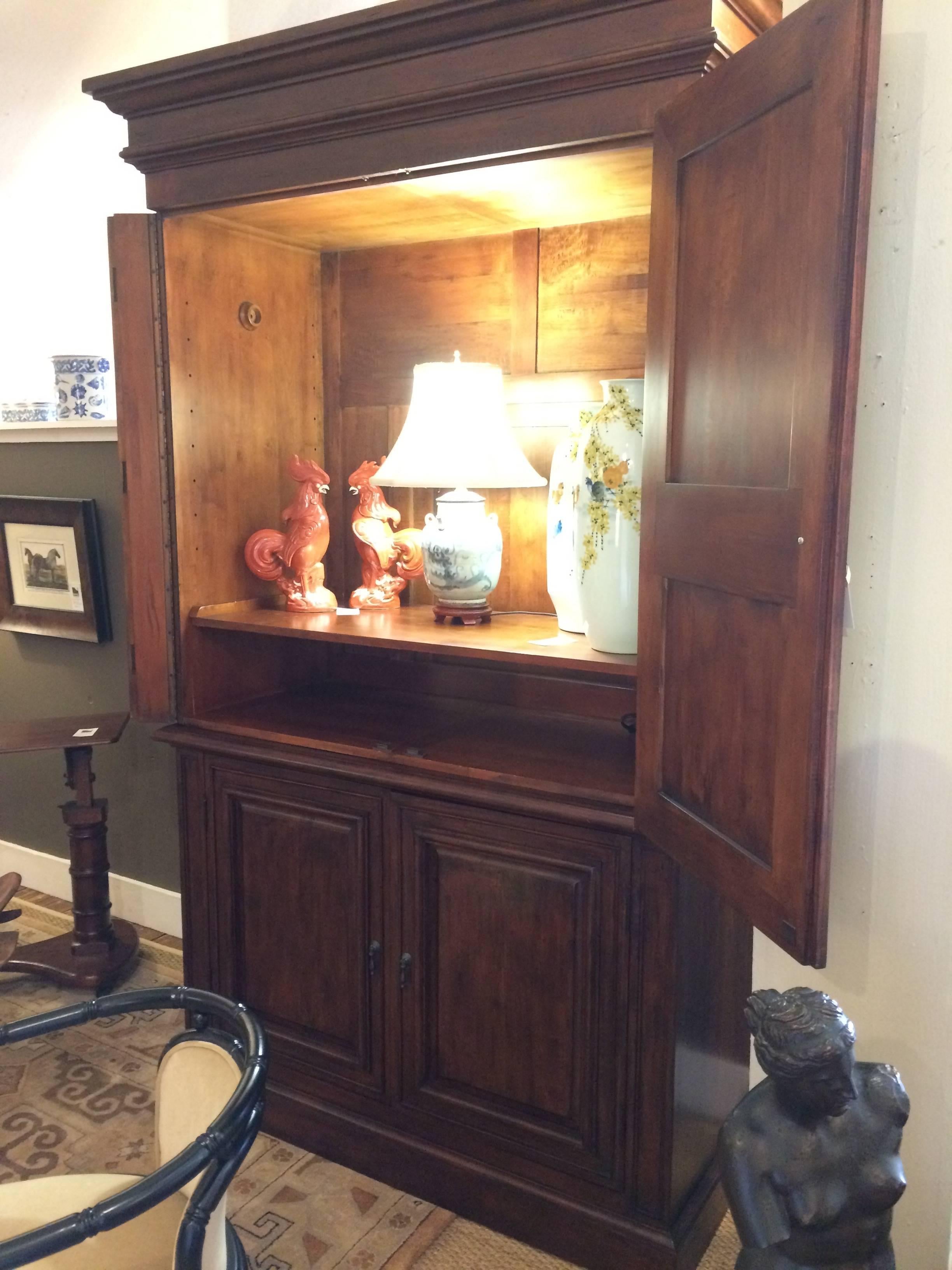 American Rich Looking Wooden Armoire Entertainment Cabinet and Desk