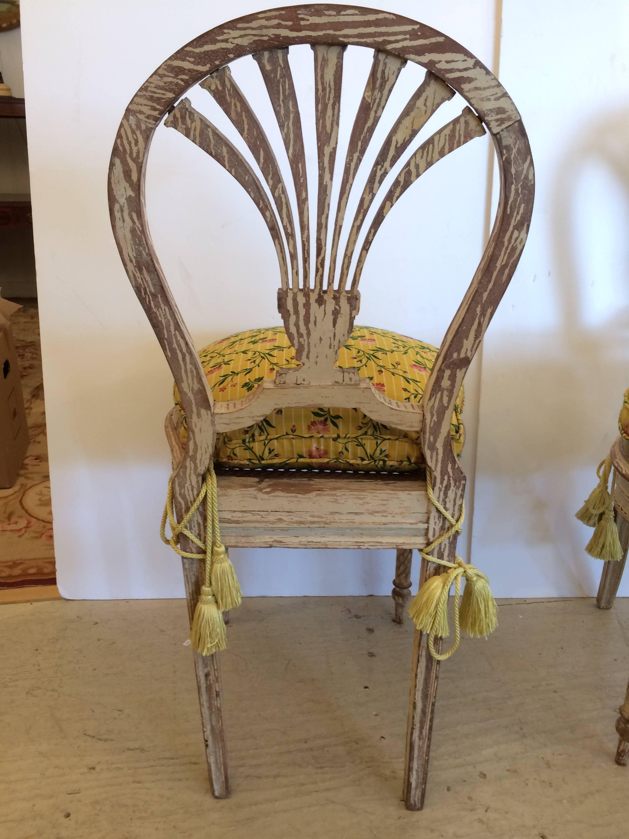 19th Century Pair of Charming Louis XVI Style Painted Side Chairs