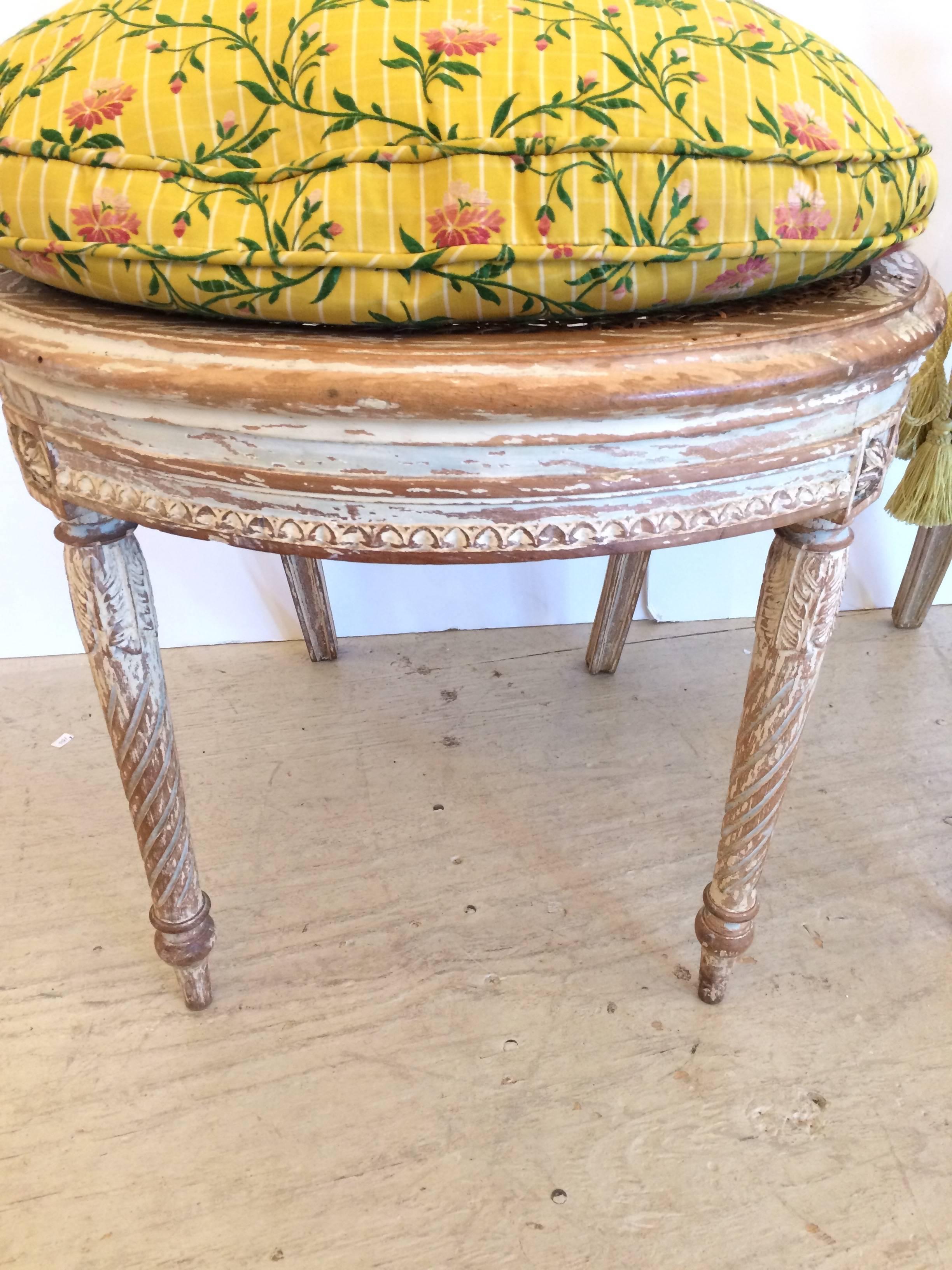 Pair of Charming Louis XVI Style Painted Side Chairs 2