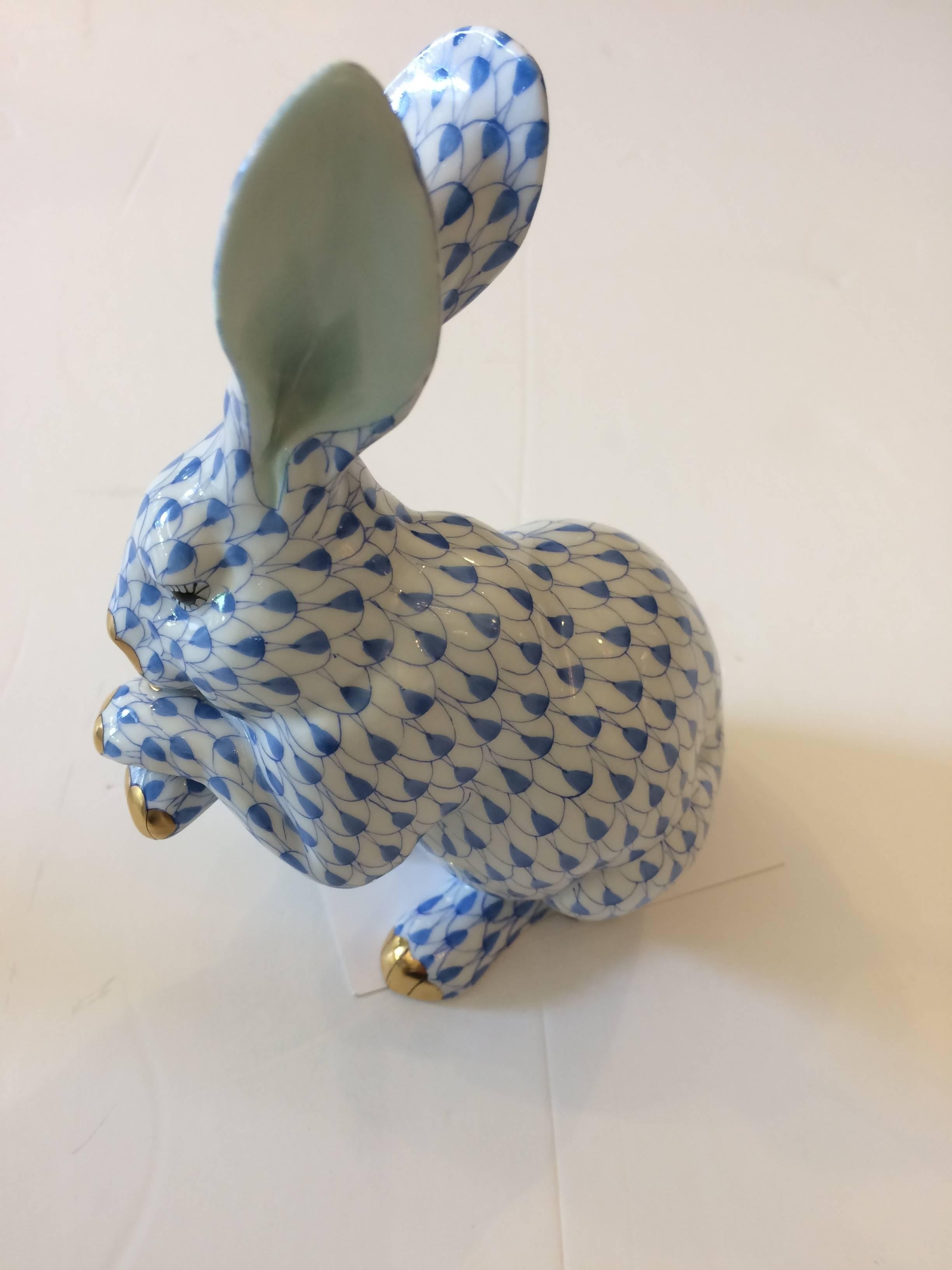 20th Century Adorable Herend Collection of Blue and White Rabbits