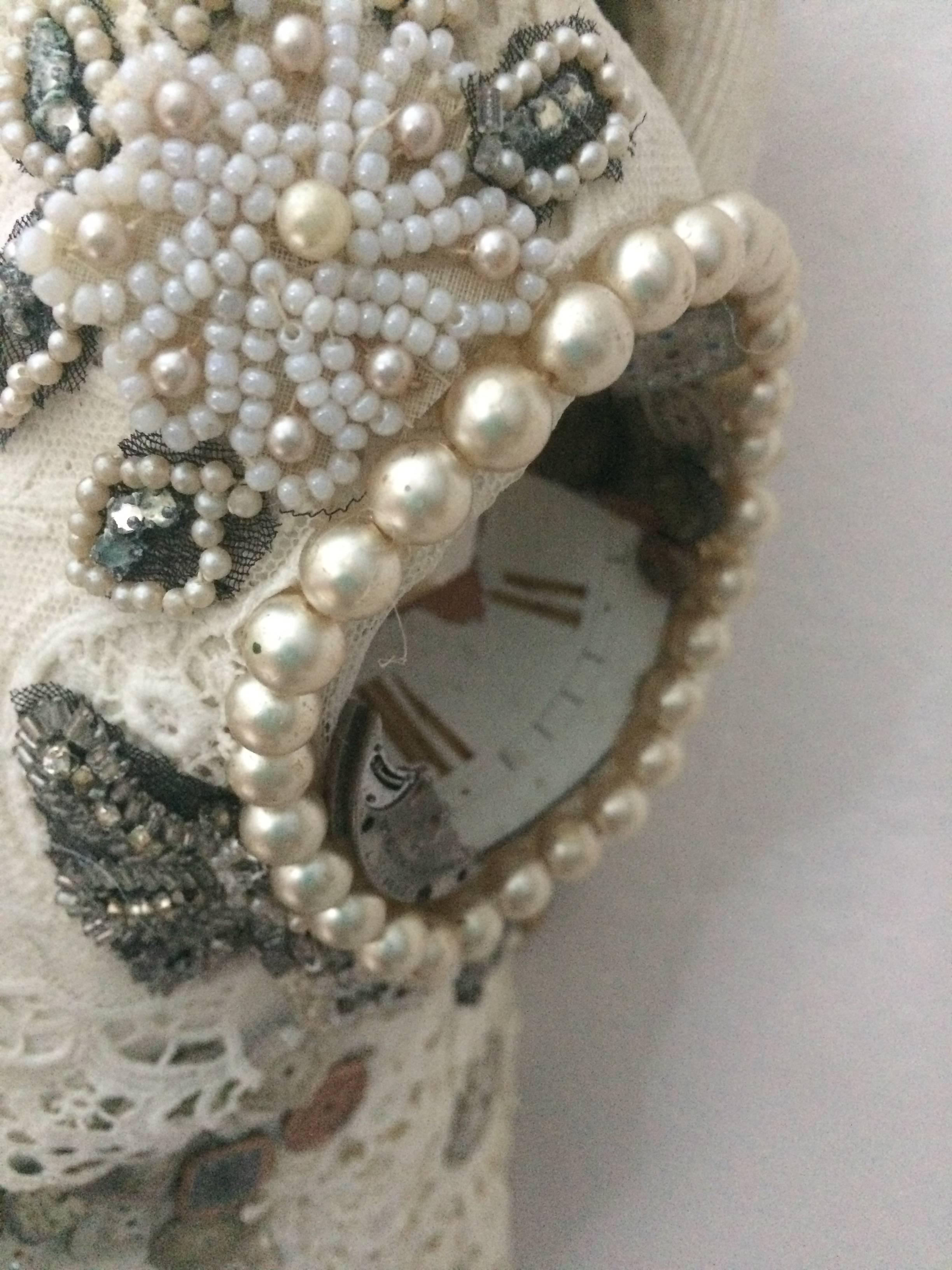 American Intricate and Thoughtful Large Mixed Media Skull Sculpture For Sale