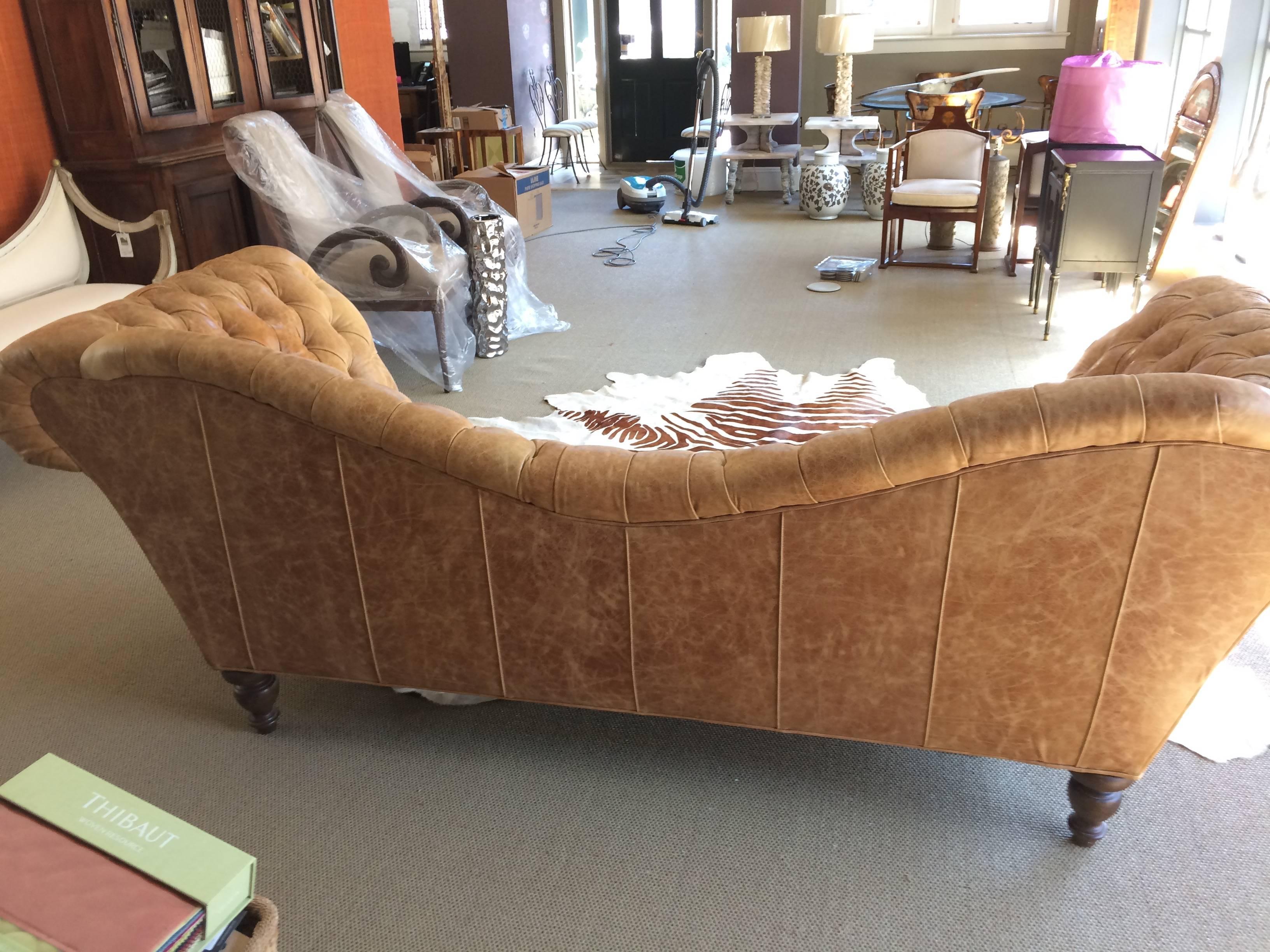 American Sensational Tufted Leather Elegant Chesterfield Sofa