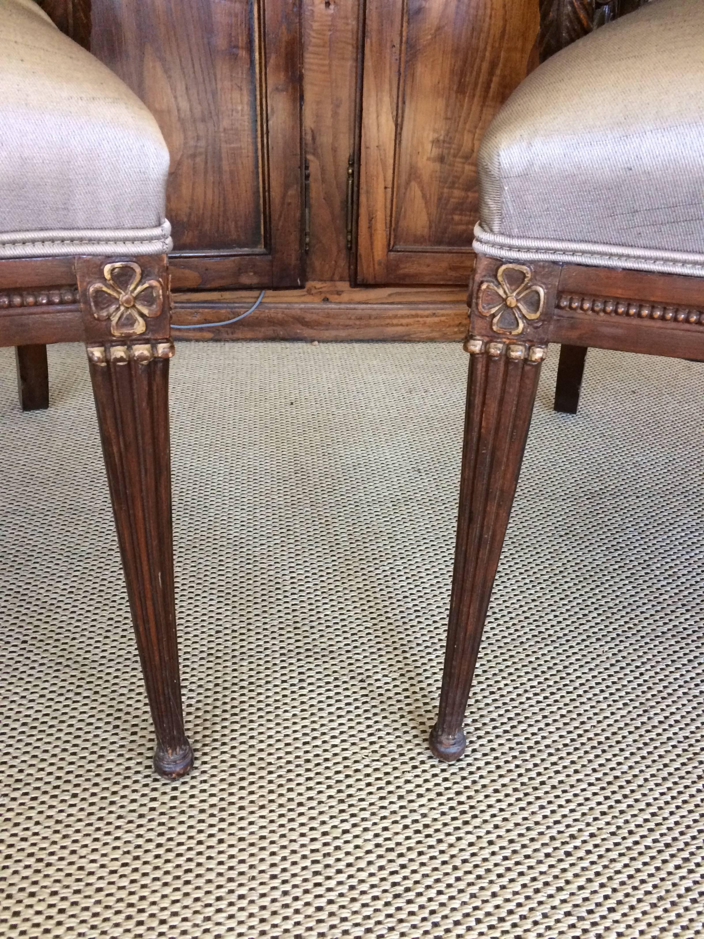 Pair of Gorgeous Carved Walnut and Upholstered Armchairs 1