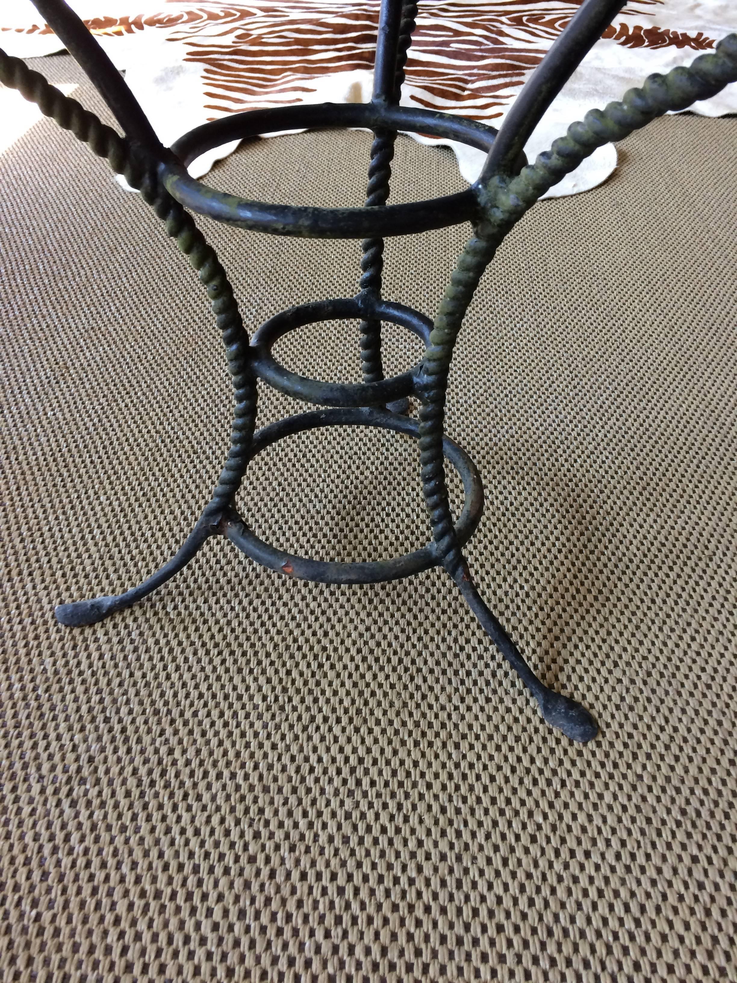 Mid-20th Century Great Looking Pair of Iron and Marble Side Tables