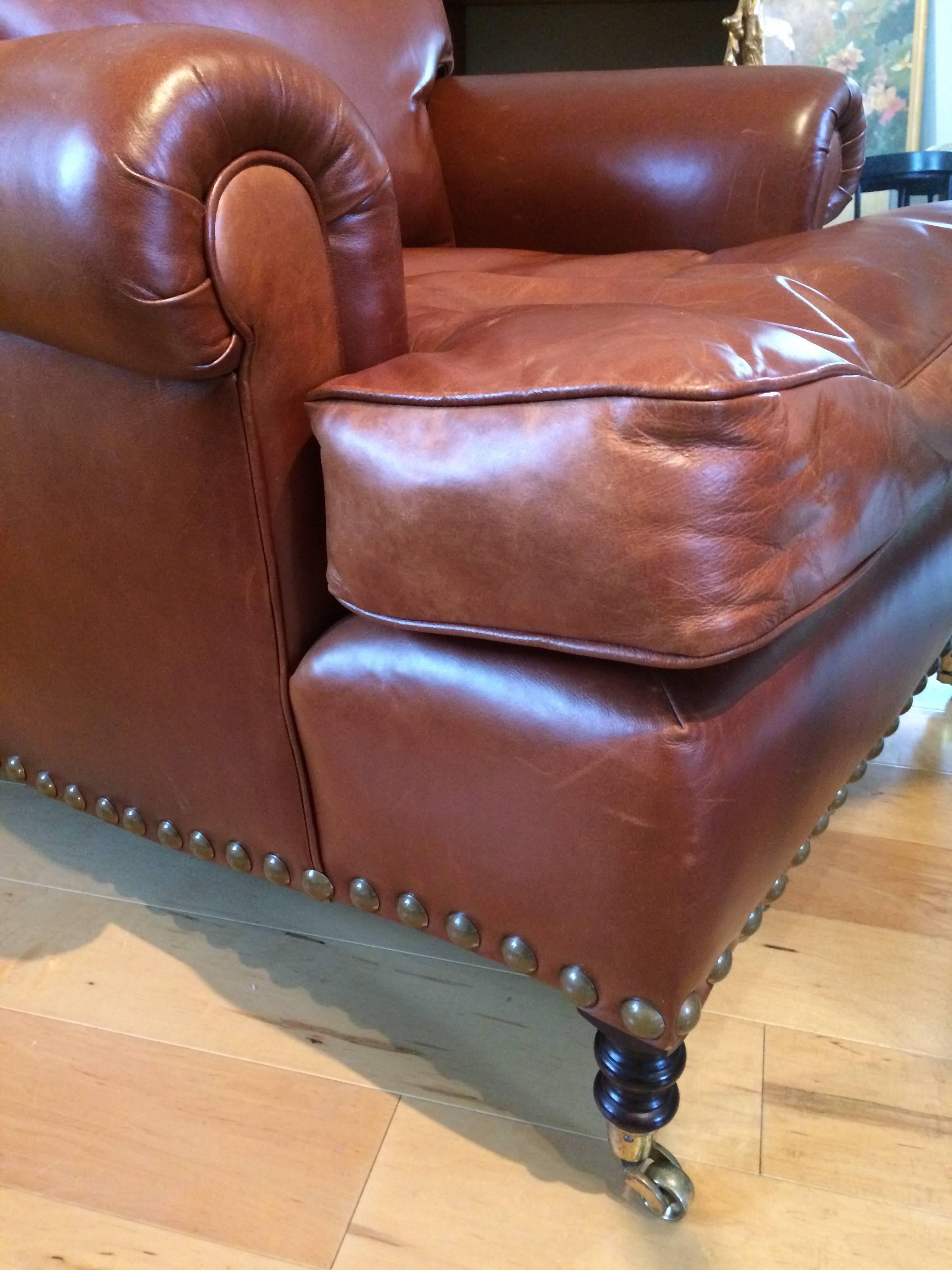 American Supple Brown Leather Oversized Club Chair