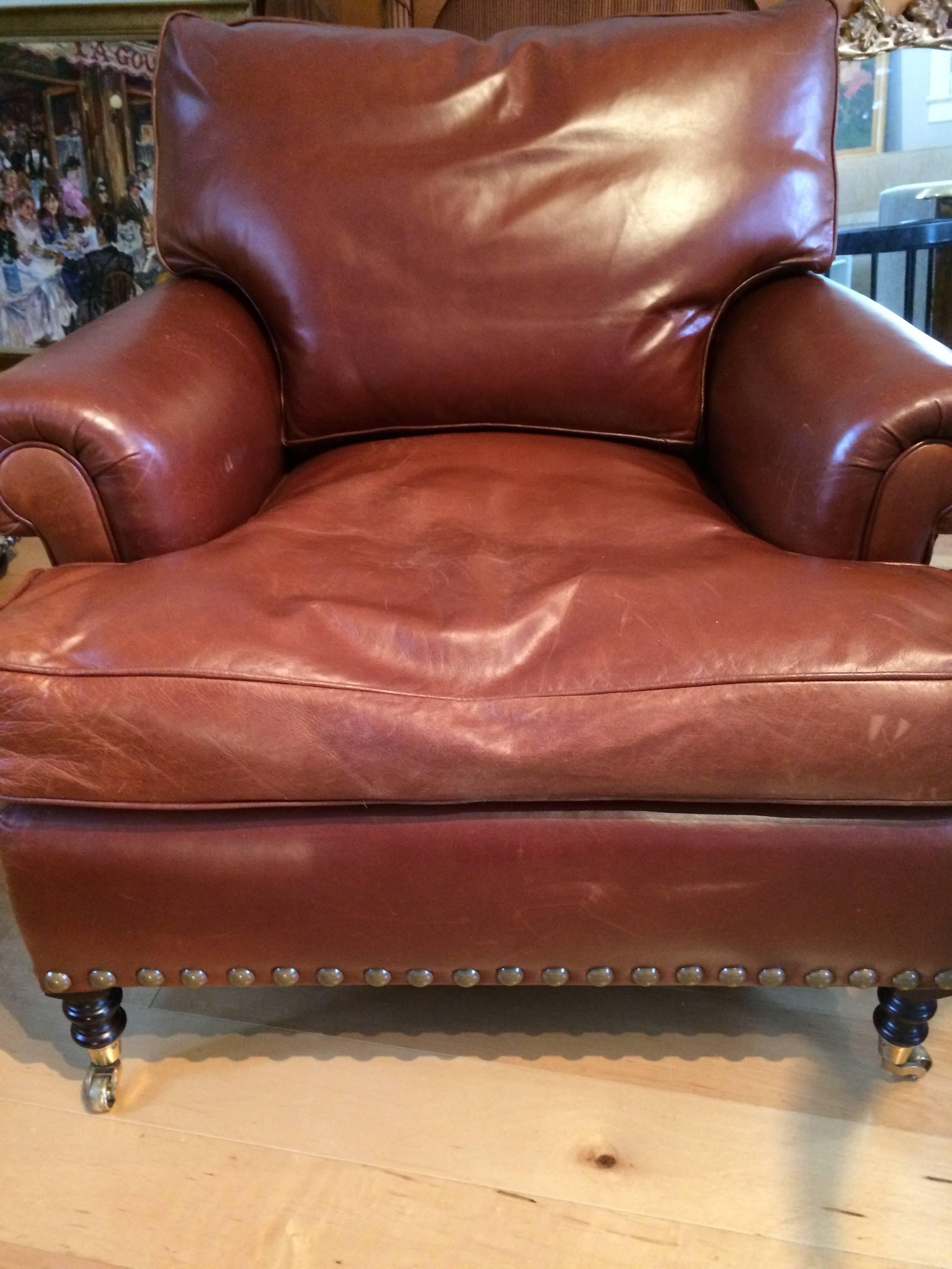 Supple Brown Leather Oversized Club Chair 3