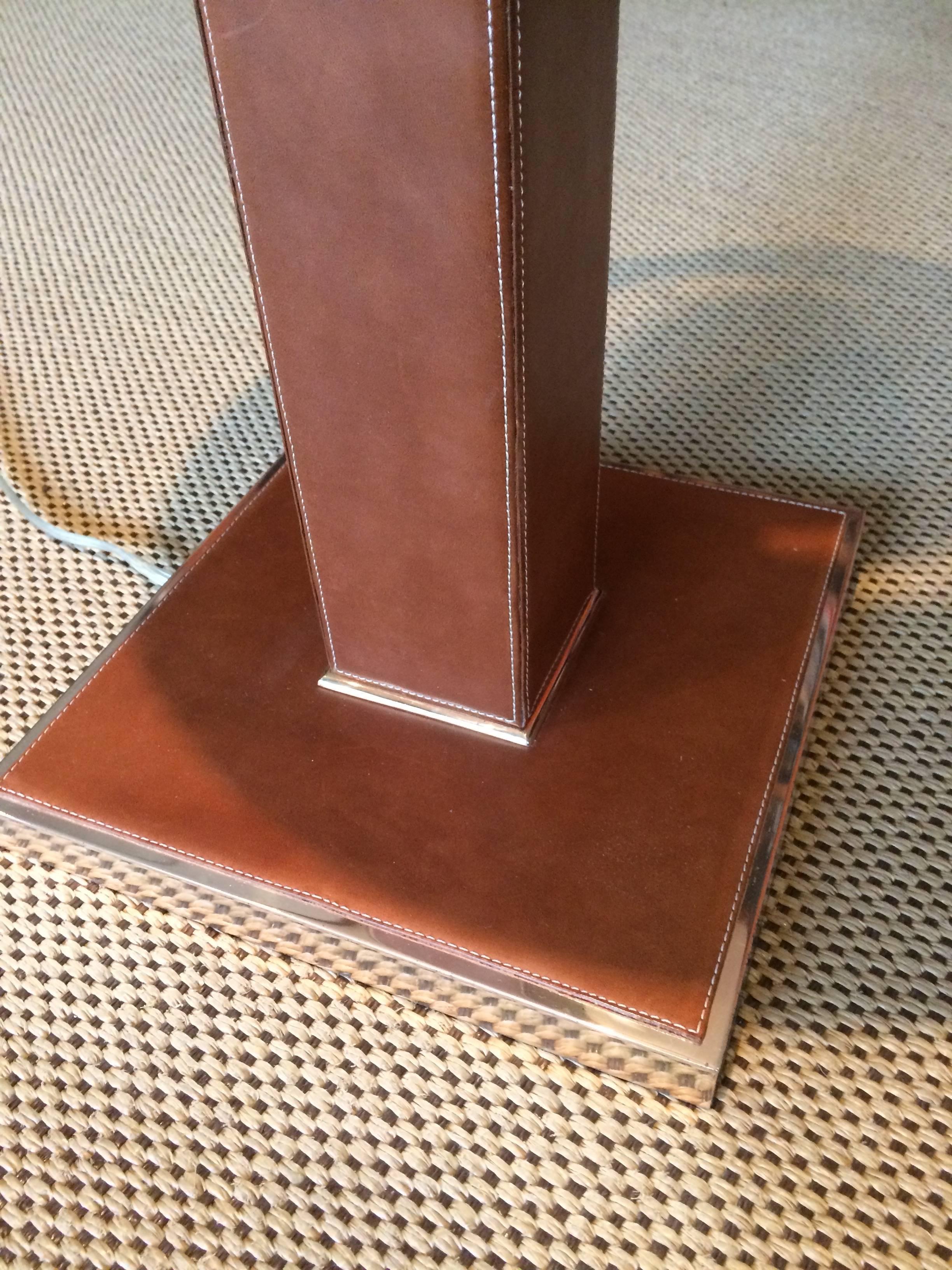 American Super Rich Leather Table Lamp and Custom Matching Shade
