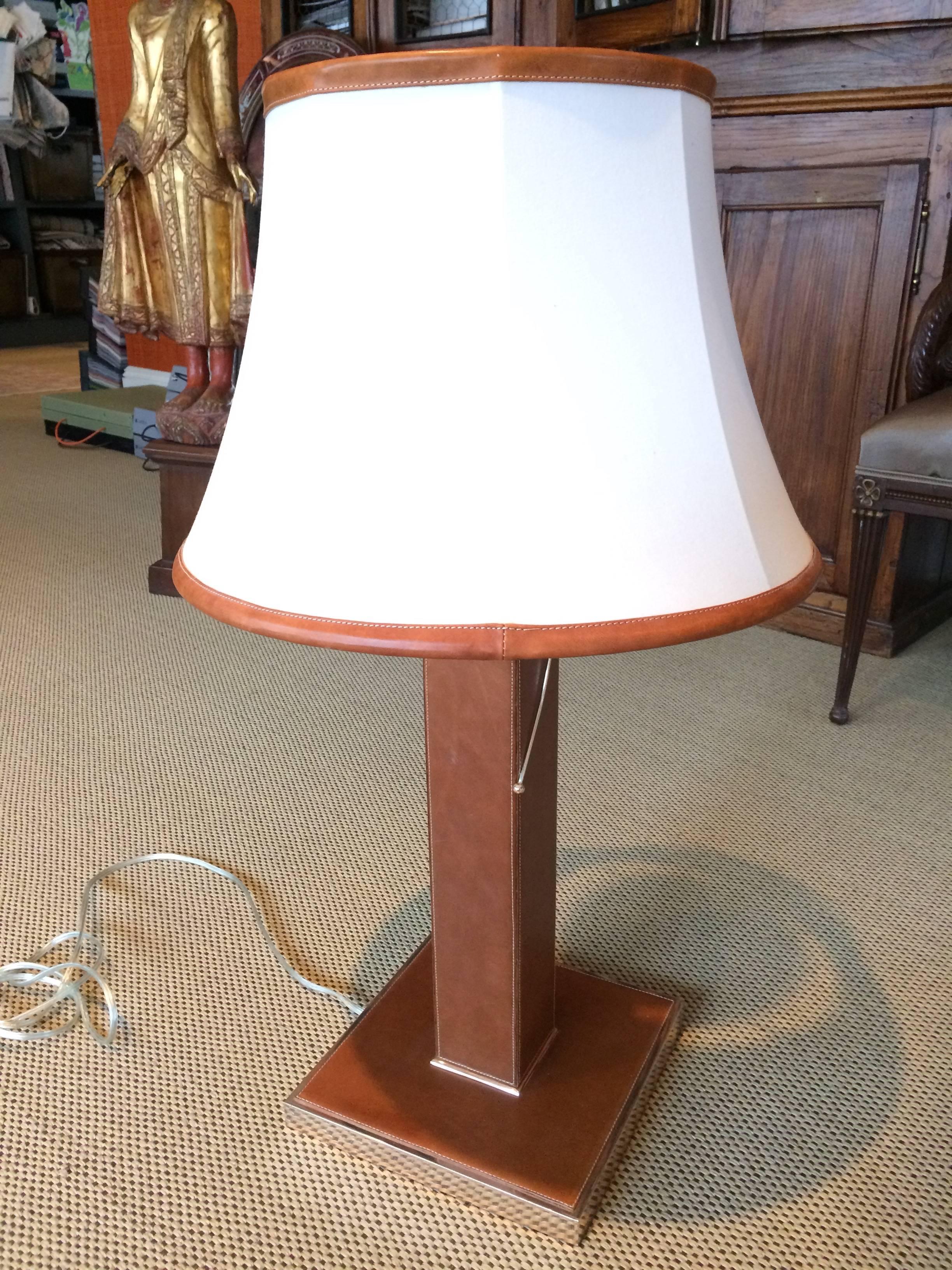 Super Rich Leather Table Lamp and Custom Matching Shade 3