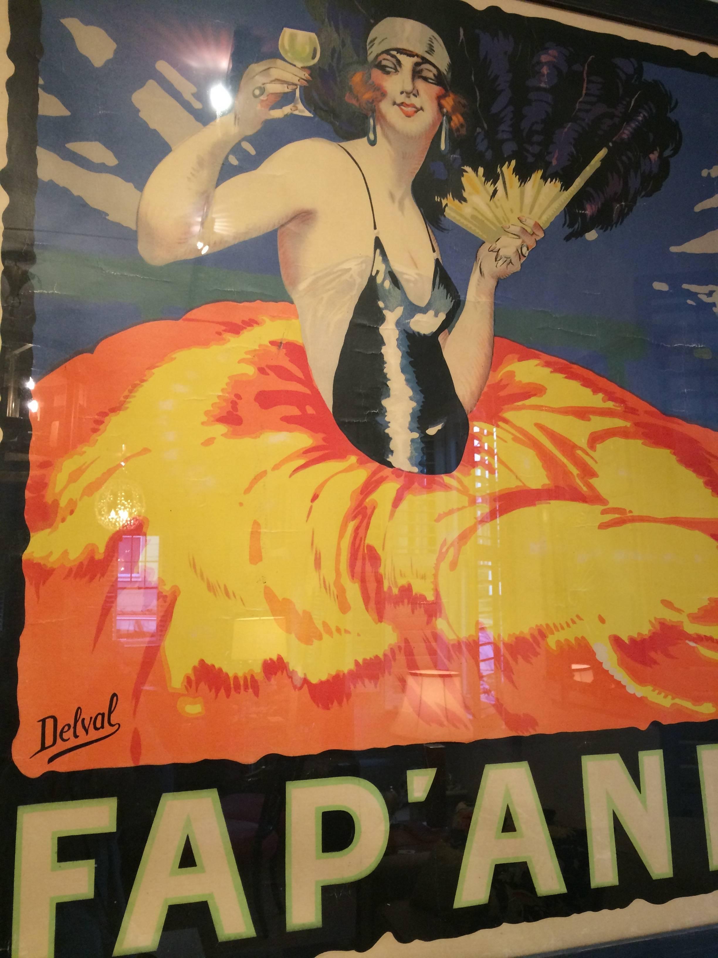 Impressive Bold Framed Vintage French Poster In Excellent Condition In Hopewell, NJ
