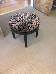 Hollywood Regency Round Swivel Stool Ottoman