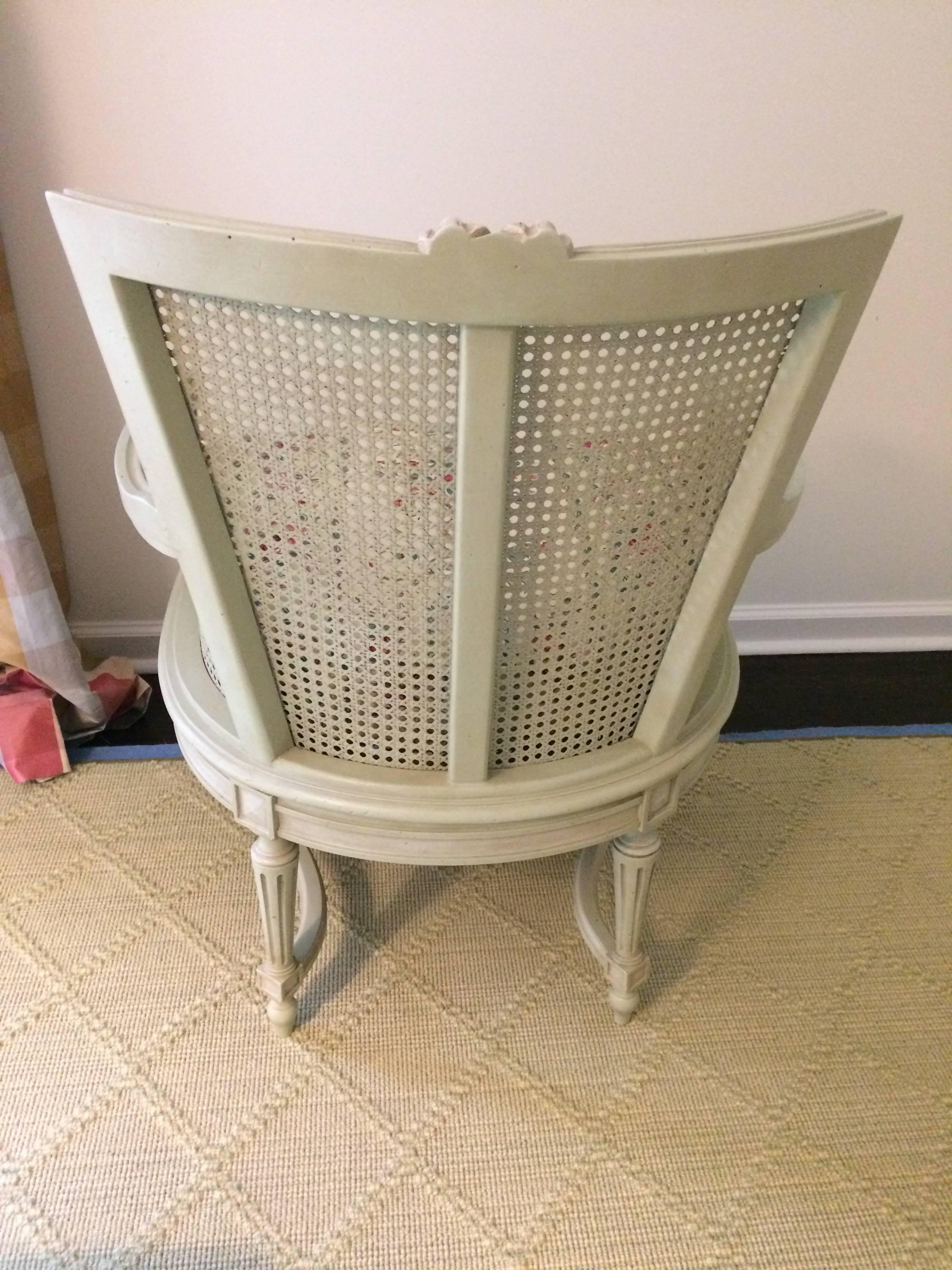 Early 20th Century Superlatively Pretty Louis XVI Caned and Painted Bergere Chair