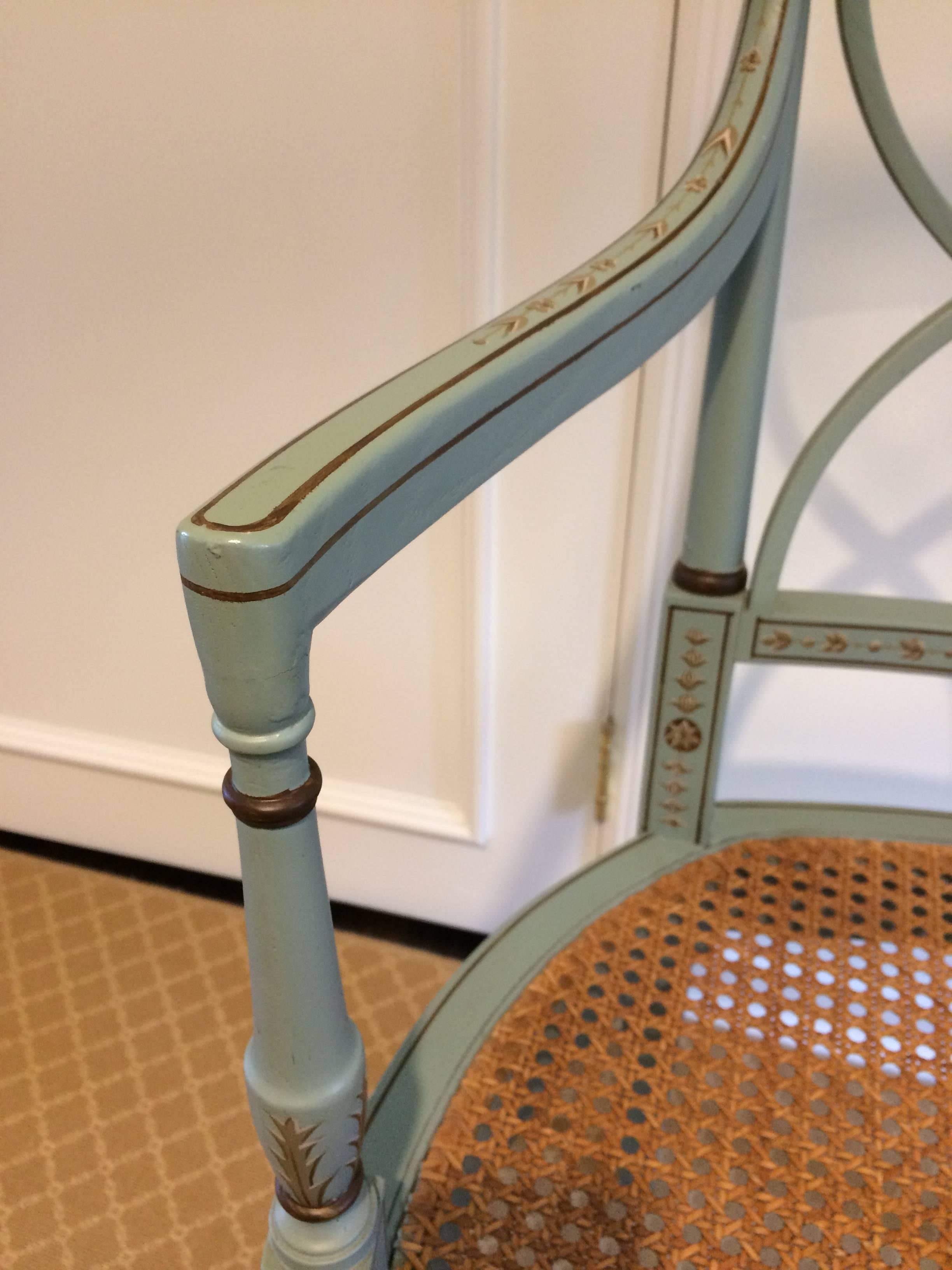 20th Century Lovely French Style Painted and Caned Armchair
