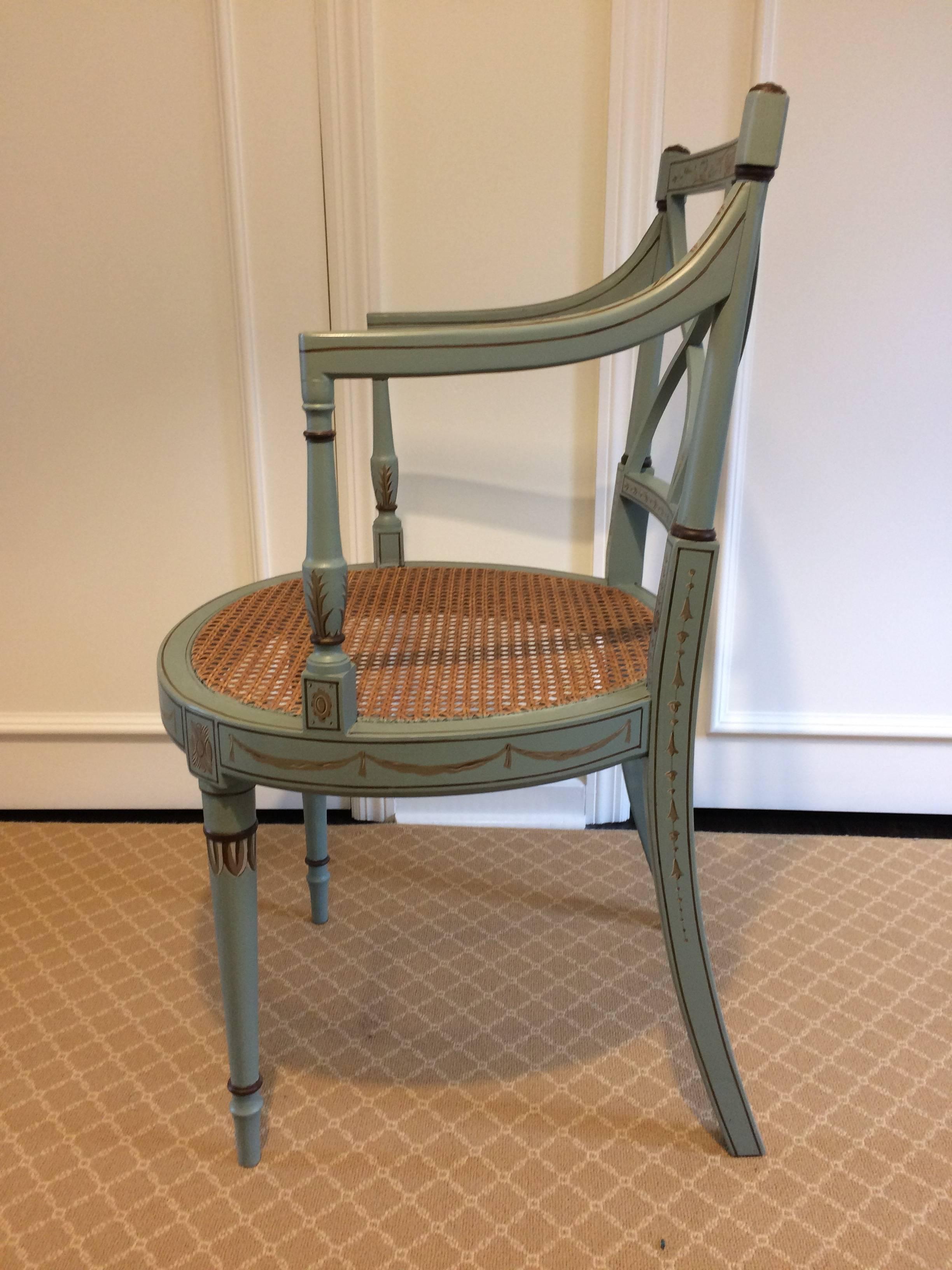 Lovely French Style Painted and Caned Armchair 3