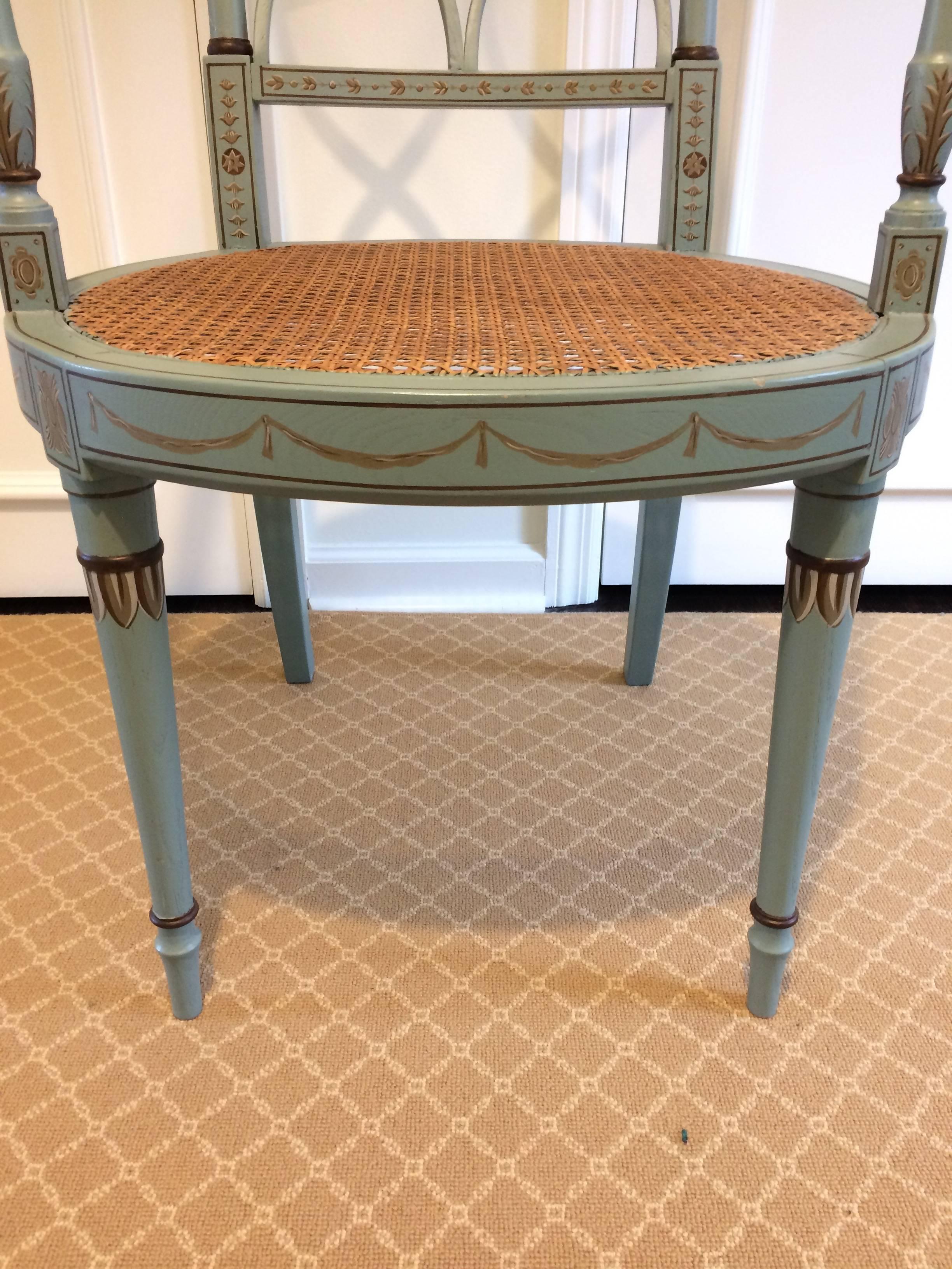 Lovely French Style Painted and Caned Armchair 5
