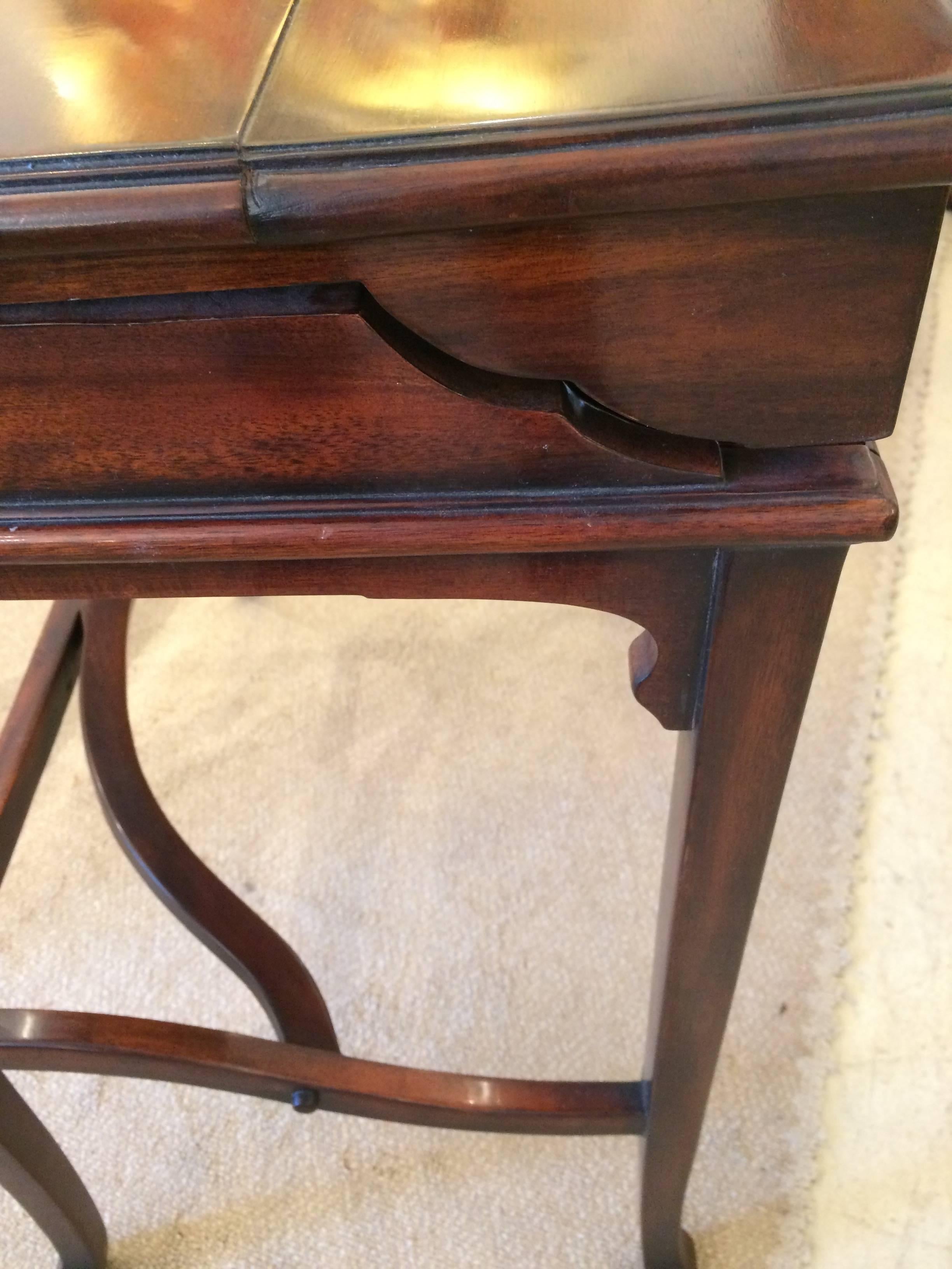 Exquisite Campaign Style Mahogany and Leather Folding Writing Desk In Excellent Condition In Hopewell, NJ