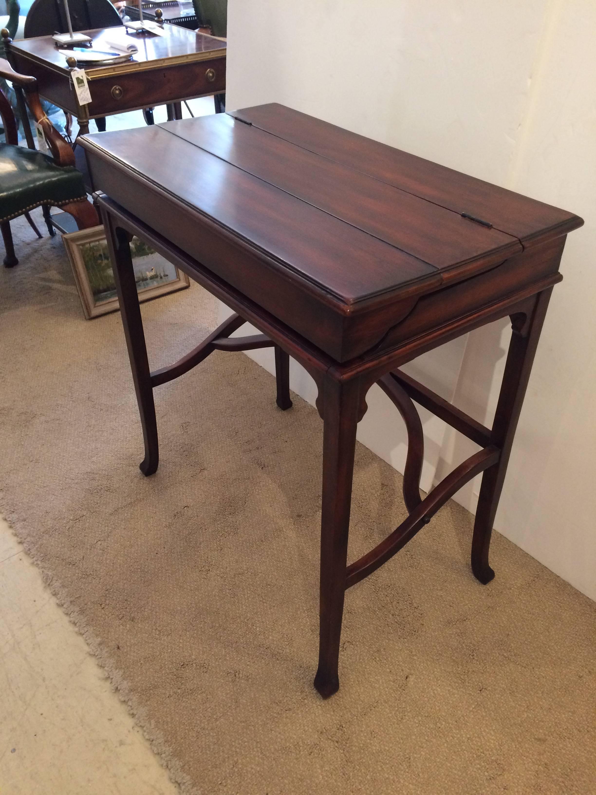 Exquisite Campaign Style Mahogany and Leather Folding Writing Desk 2
