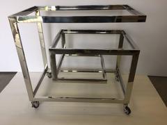 Chrome and Tinted Glass Mid-Century Modern Bar Cart