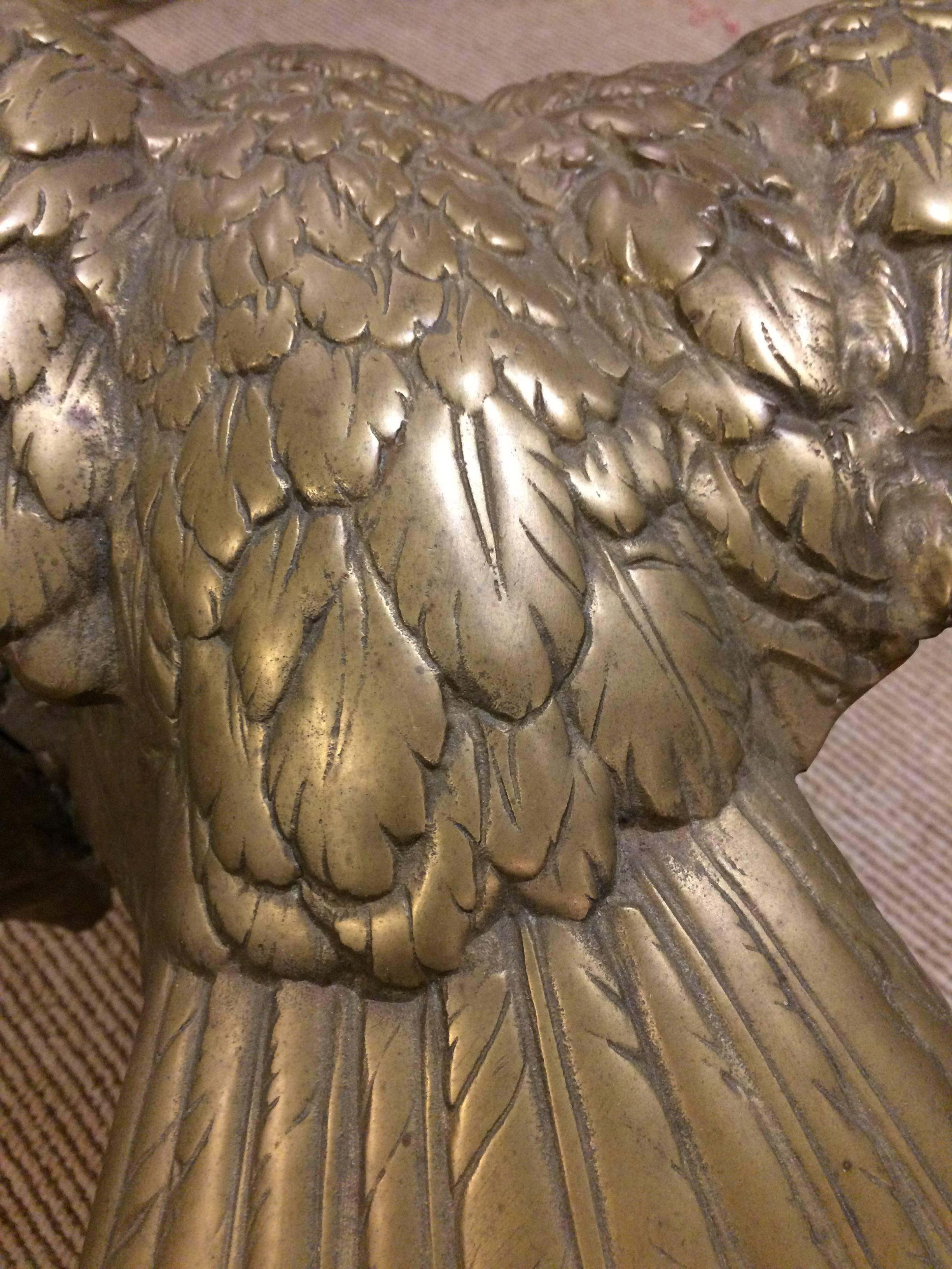 Impressive Brass Sculpture of a Powerful Eagle In Excellent Condition In Hopewell, NJ