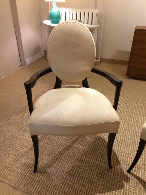 Super Chic Pair Of Barbara Barry Mahogany And Upholstered Armchairs Great Looking Pair Of Elegant Arm Chairs By Barbara Barry For Baker Furniture Having An