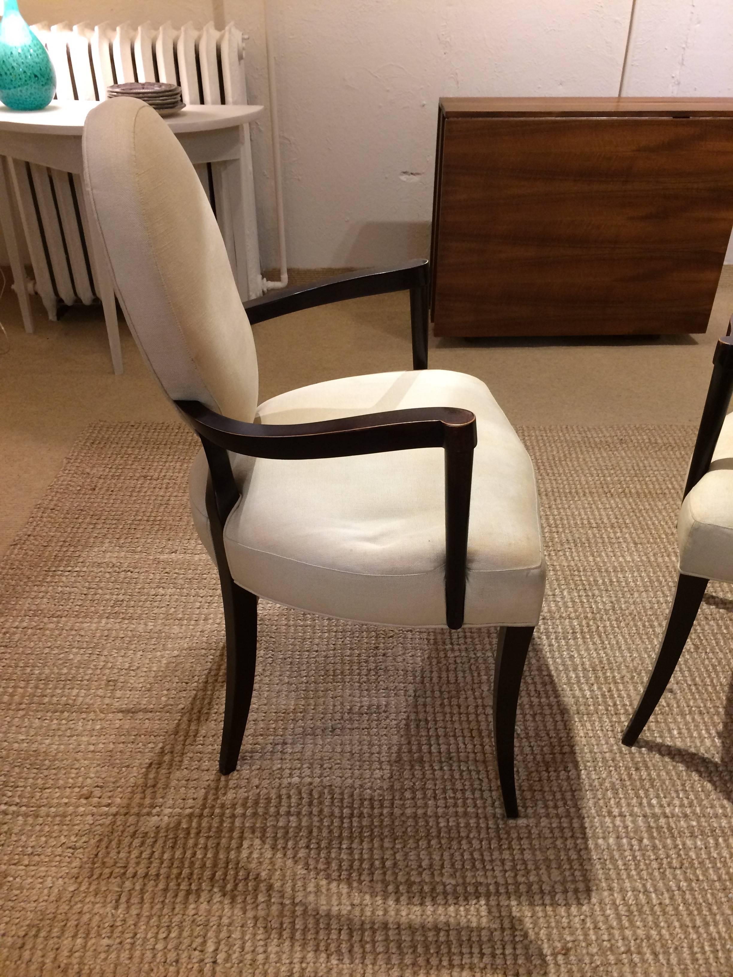 Super Chic Pair of Barbara Barry Mahogany and Upholstered Armchairs In Excellent Condition In Hopewell, NJ