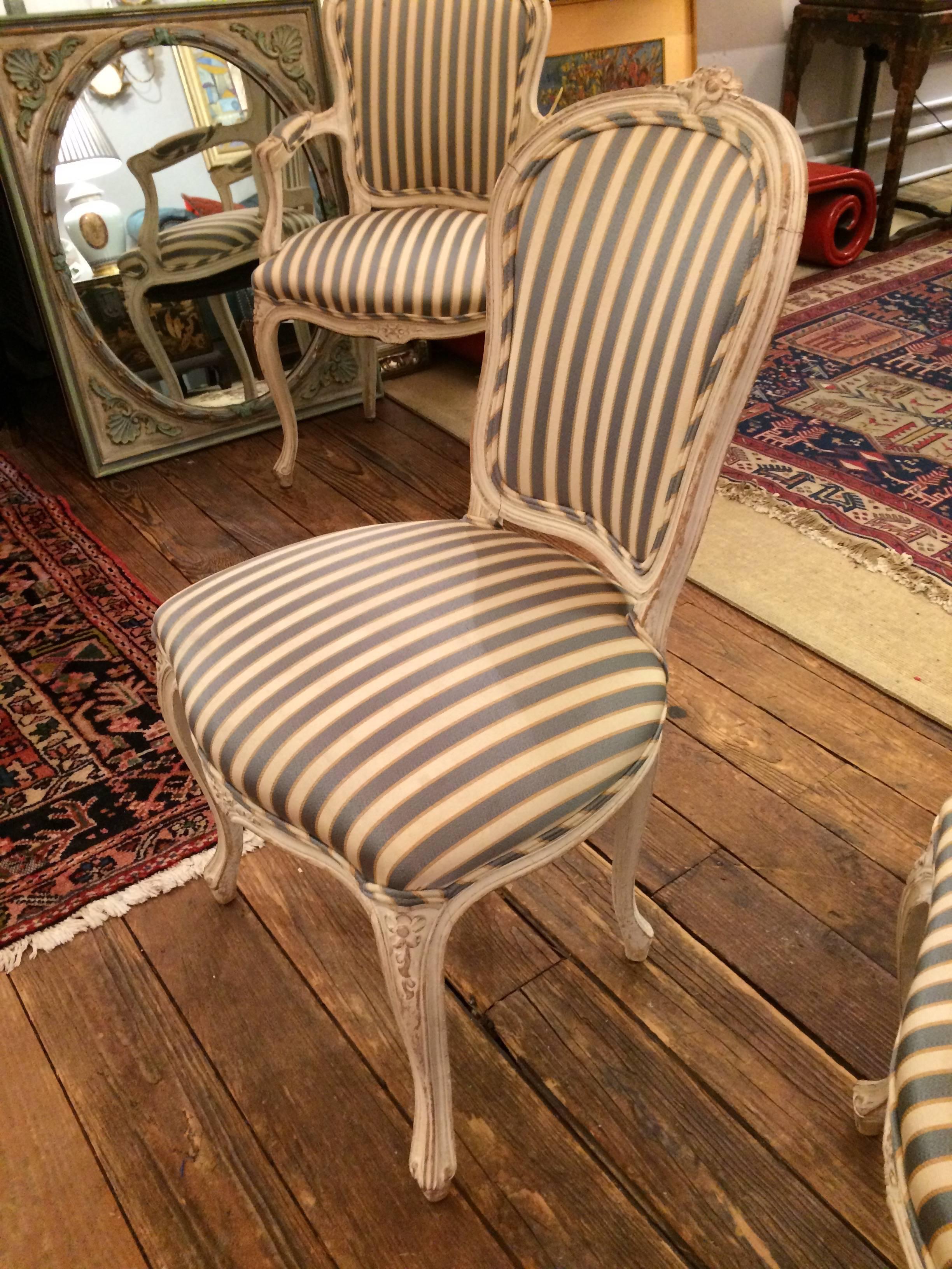 Late 20th Century Stately Set of Four French Style Dining Chairs