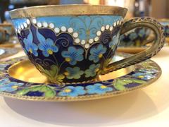 Jewel like Russian Cloisonne Enamel Tea Set