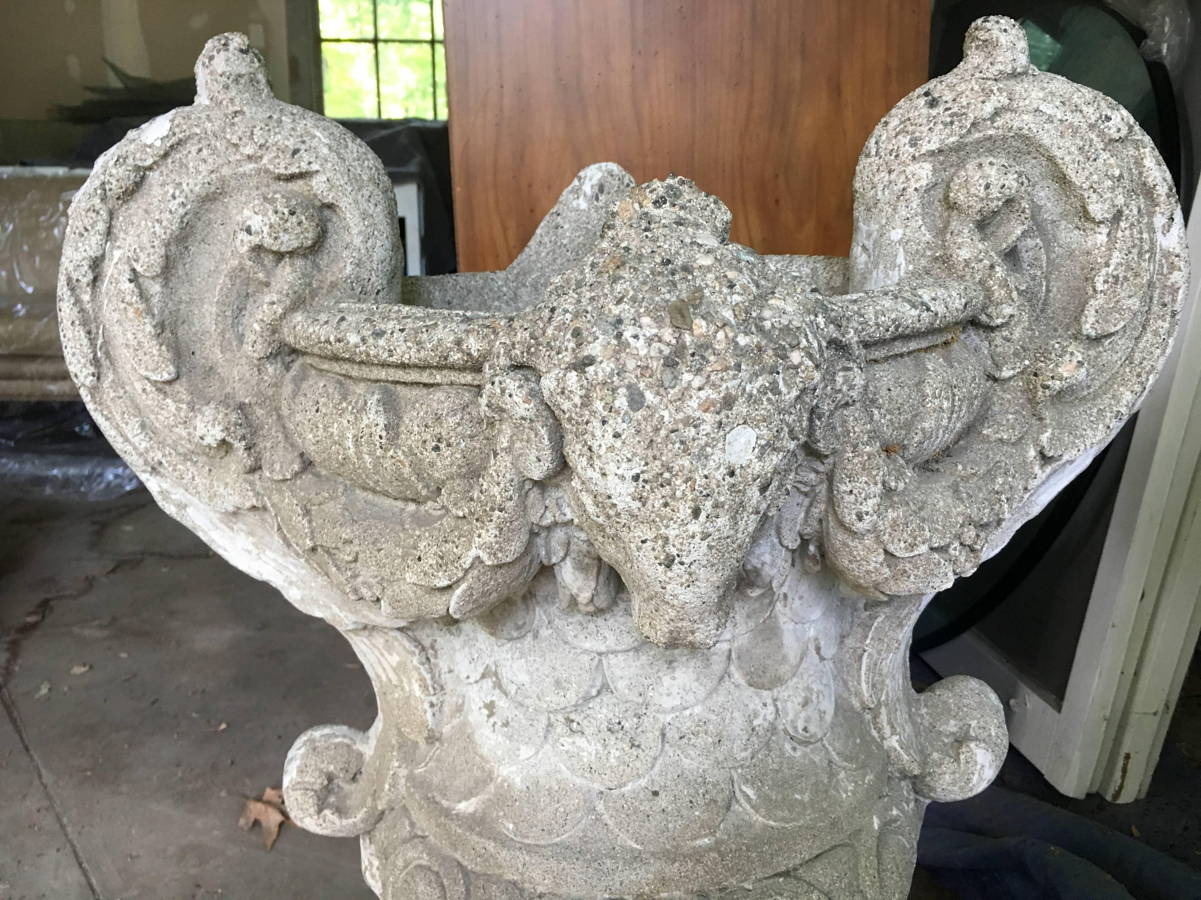 vintage concrete urn planter