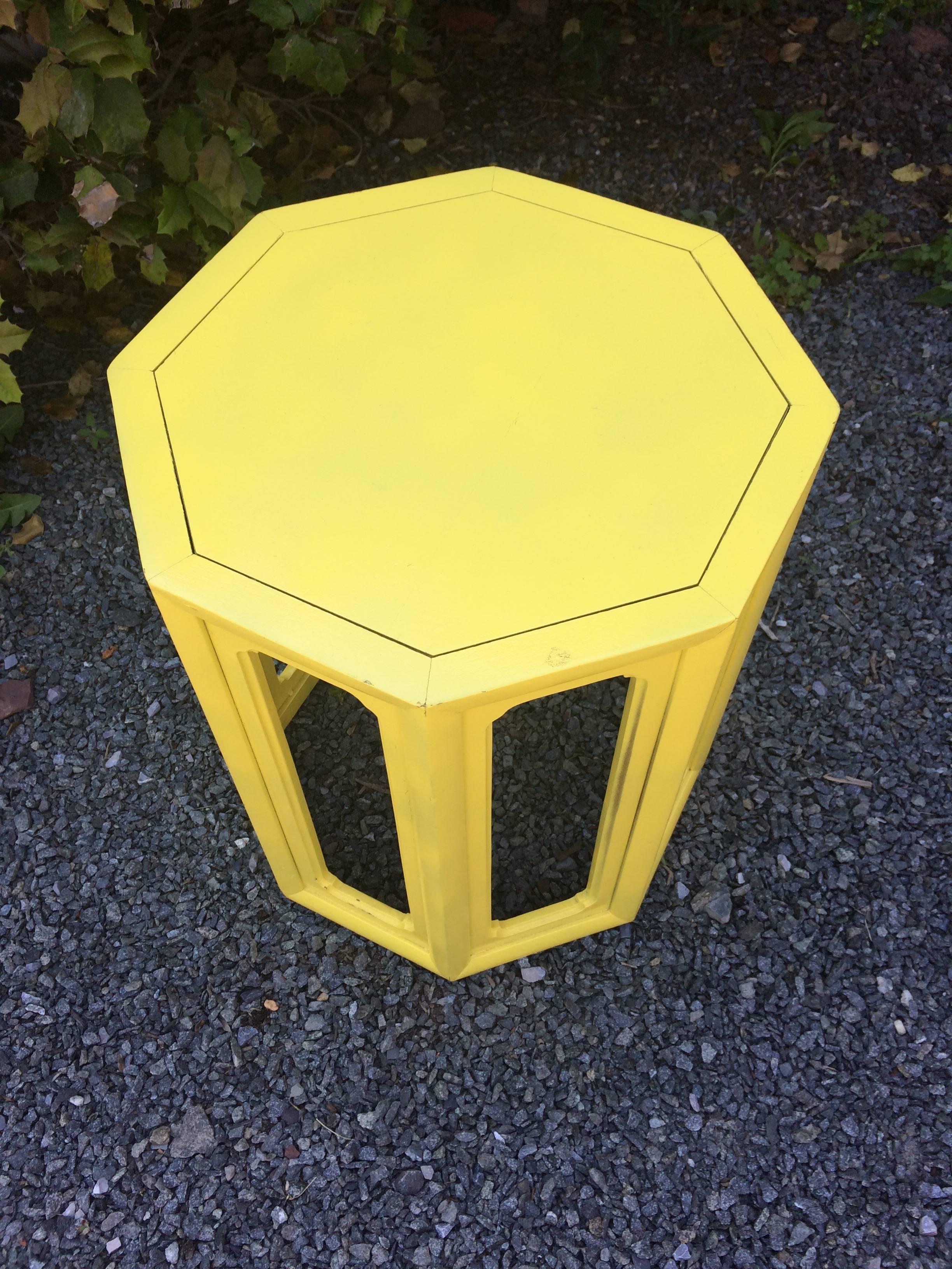 American Fabulous Canary Yellow Moroccan Style Side Table