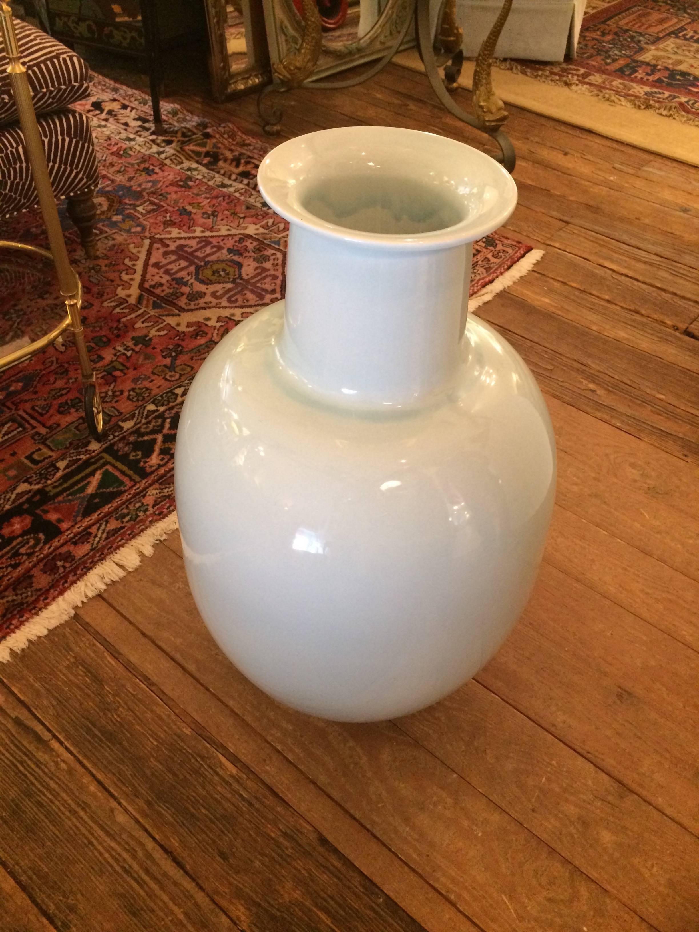 Mid-20th Century Huge Gorgeous Porcelain Celadon Vessel Vase