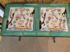 Charming Pair of Dutch Tile and Wrought Iron Side Tables