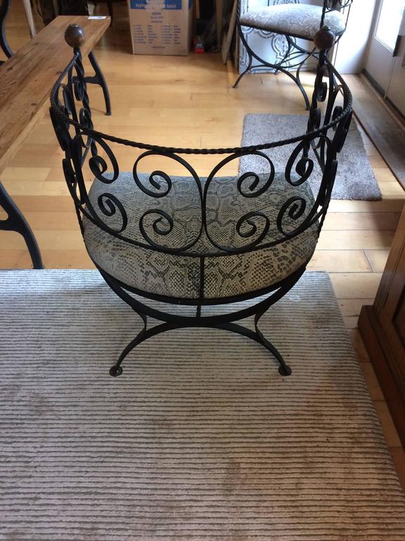 Delightful Pair of Elegant Iron Barrel Shaped Chairs at 1stDibs