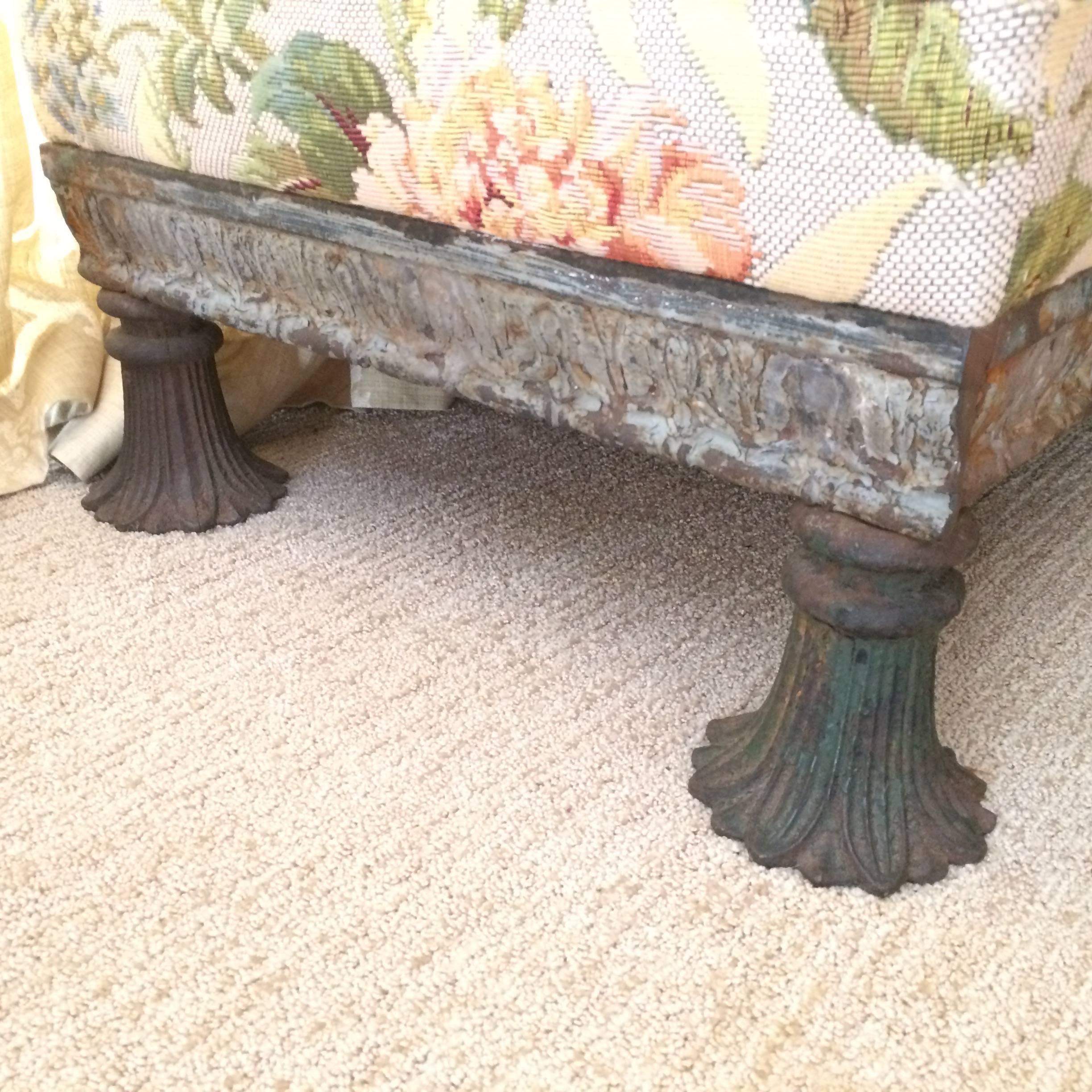 Unknown Scrumptious Custom Bench or Coffee Table with Ancient Iron Base