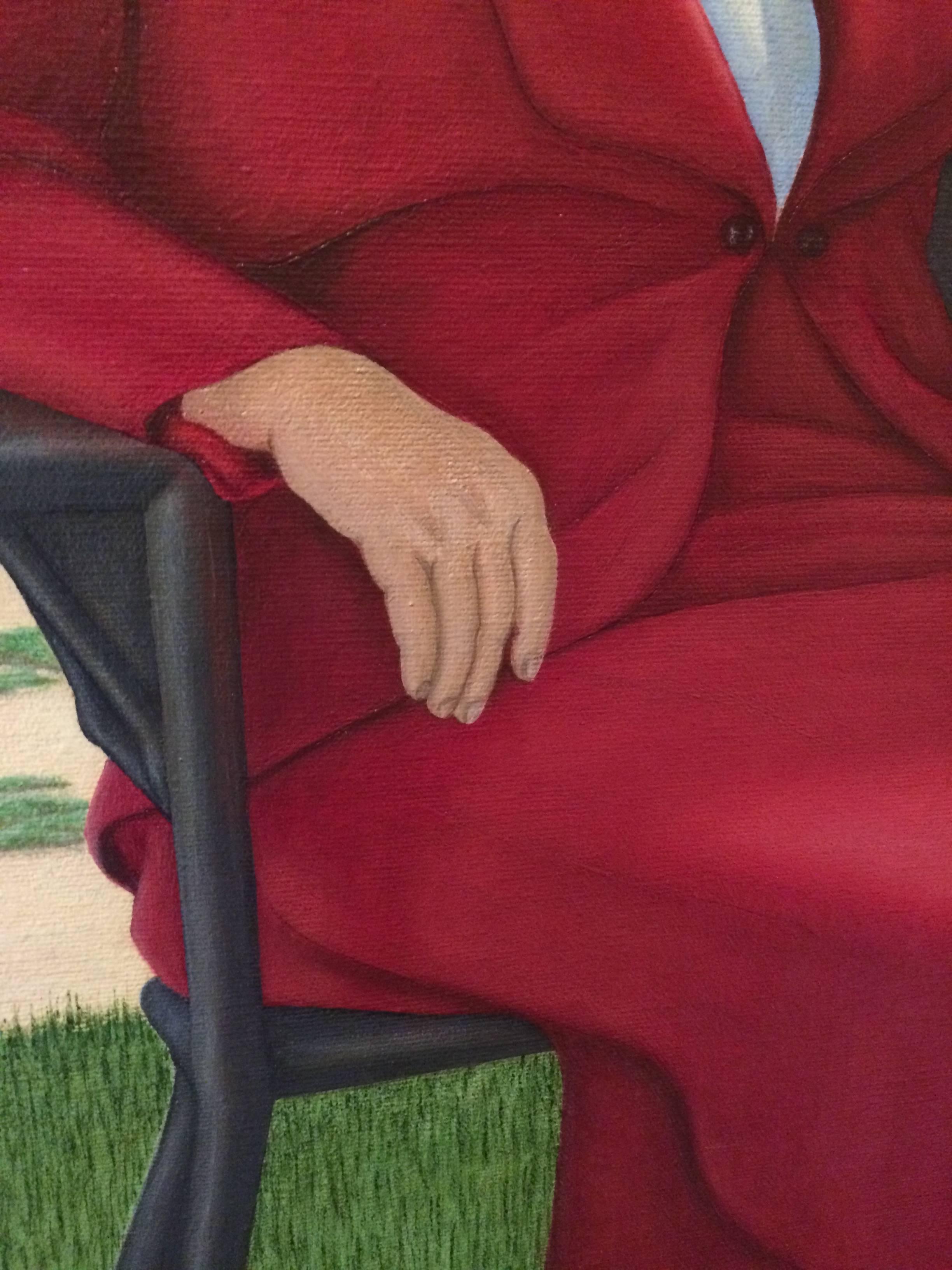 Mid-20th Century Striking Portrait of Old Woman in Wicker Chair