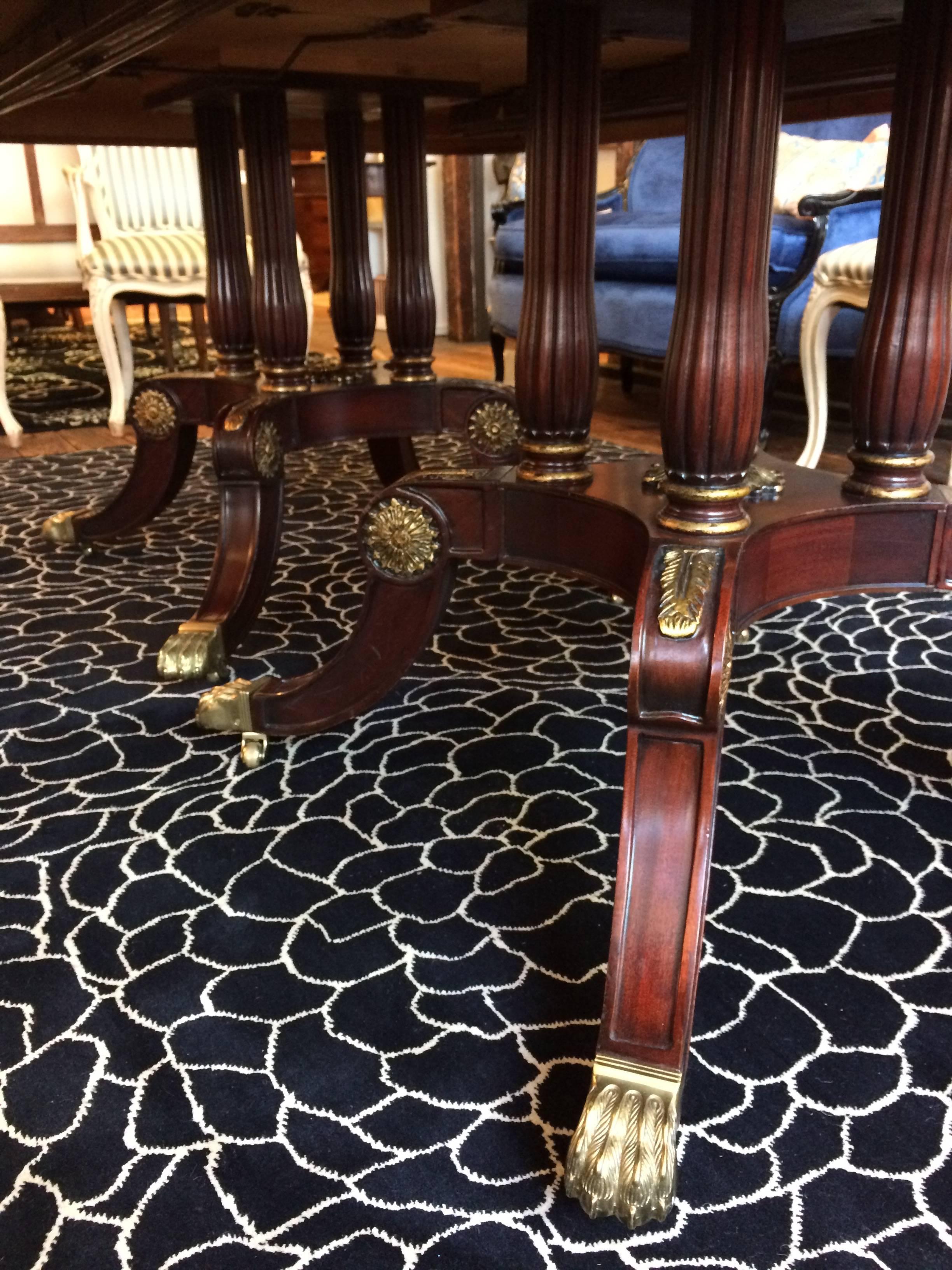 Regency Very Impressive Large Rectangular Double Pedestal Mahogany Dining Table