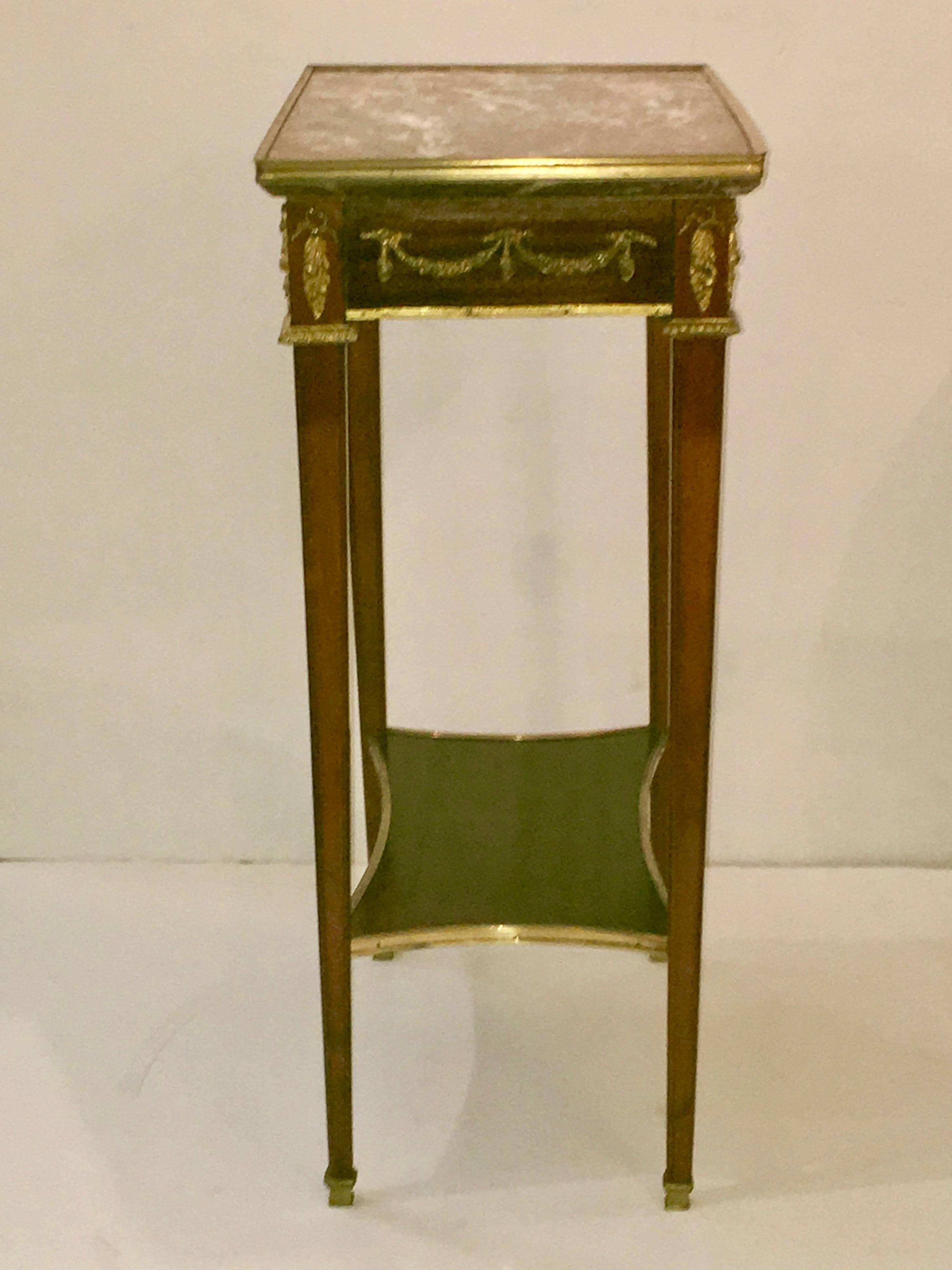 Louis XVI Elegant French Mahogany and Marble Side Table