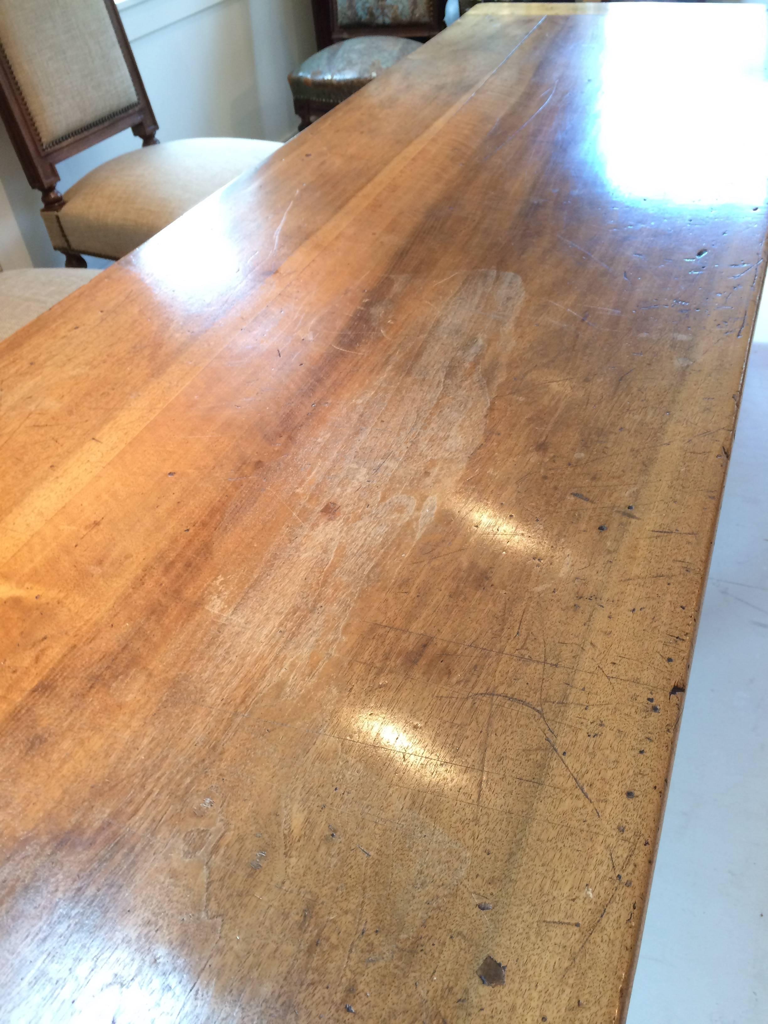 Superbly Long Impressive French Walnut Refectory Dining Table 2