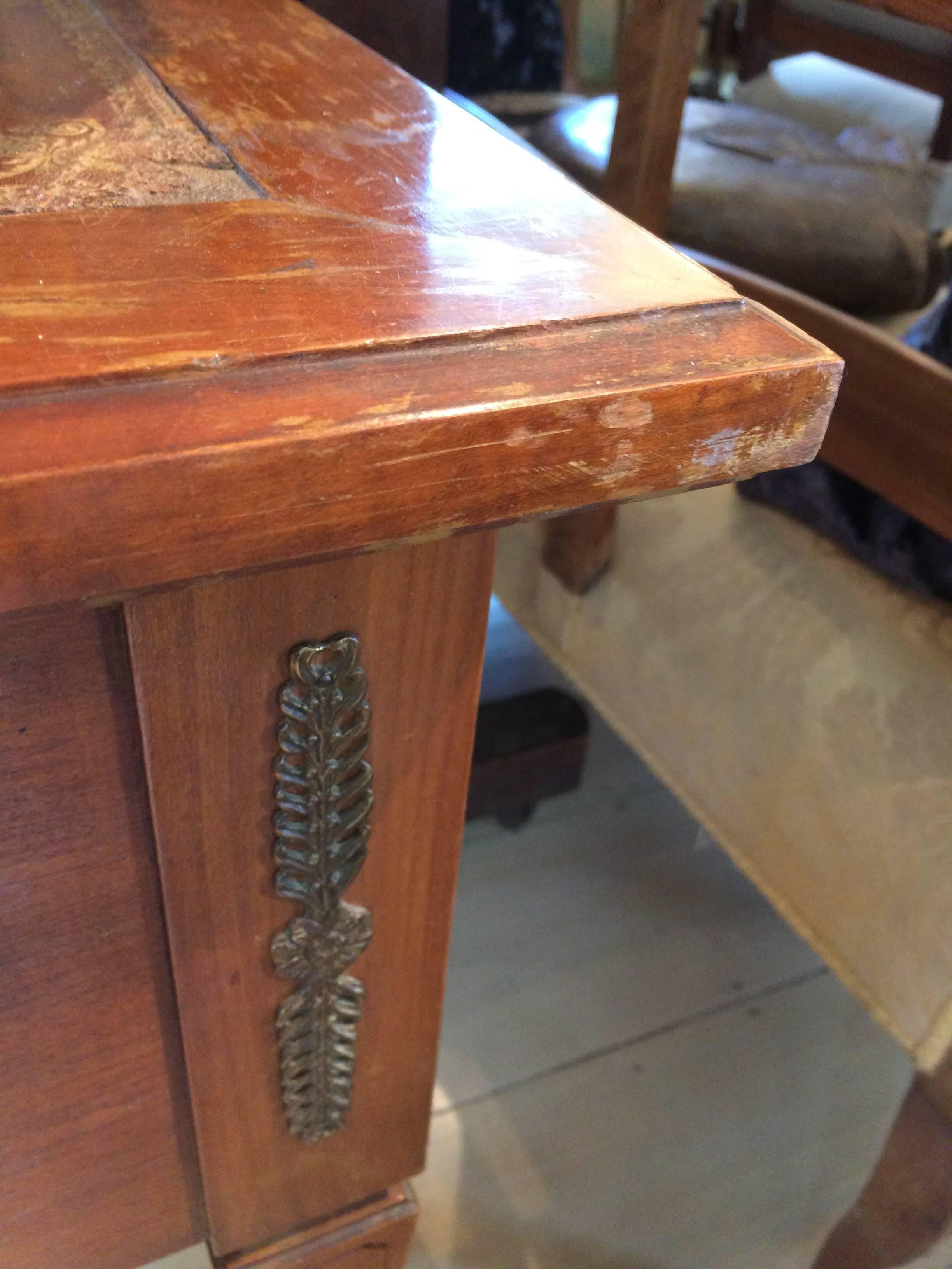 Exquisite Antique French Partners Desk with Tooled Leather Top 1