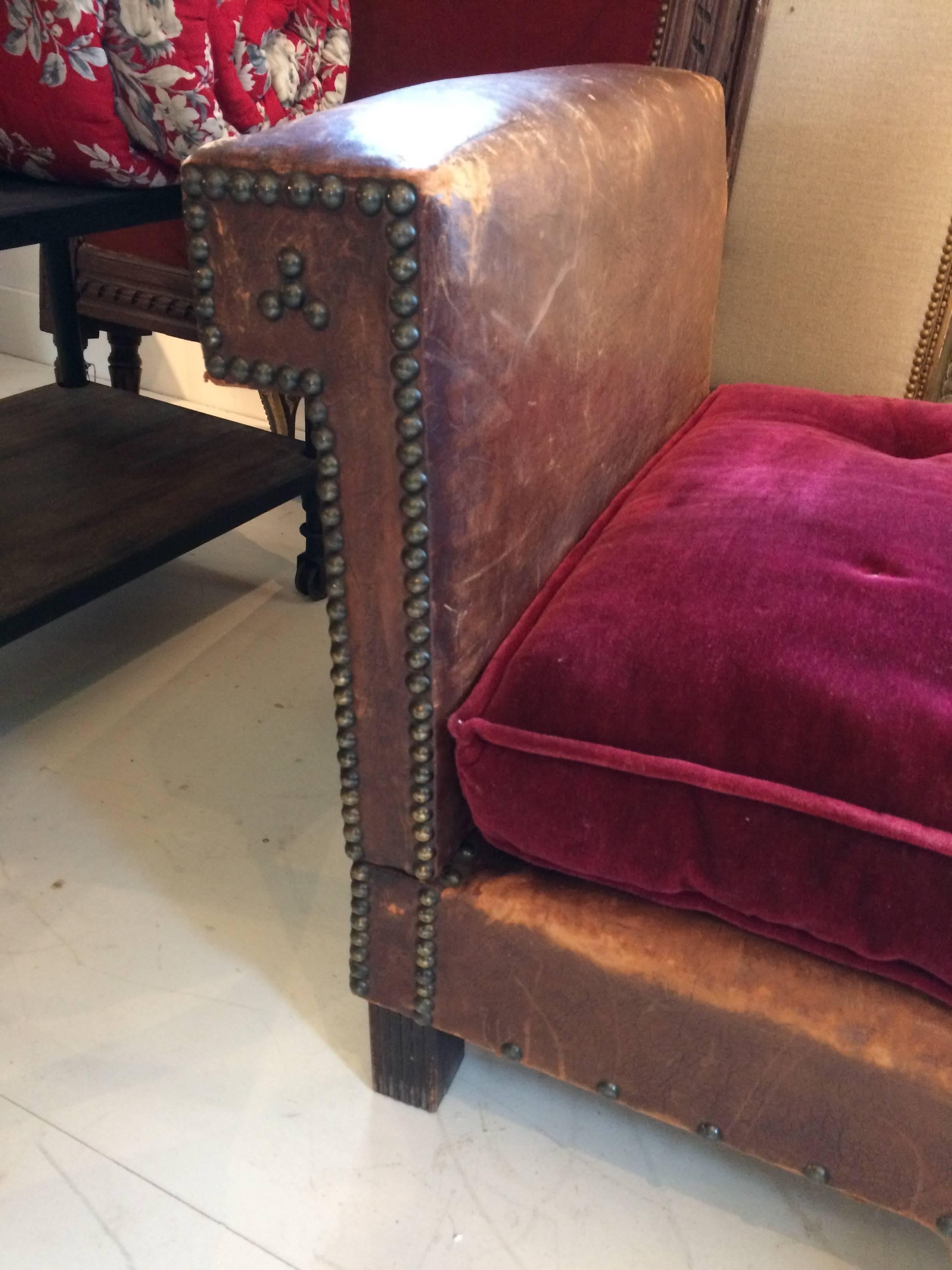 Rare French Leather Campaign Style Daybed In Good Condition In Hopewell, NJ