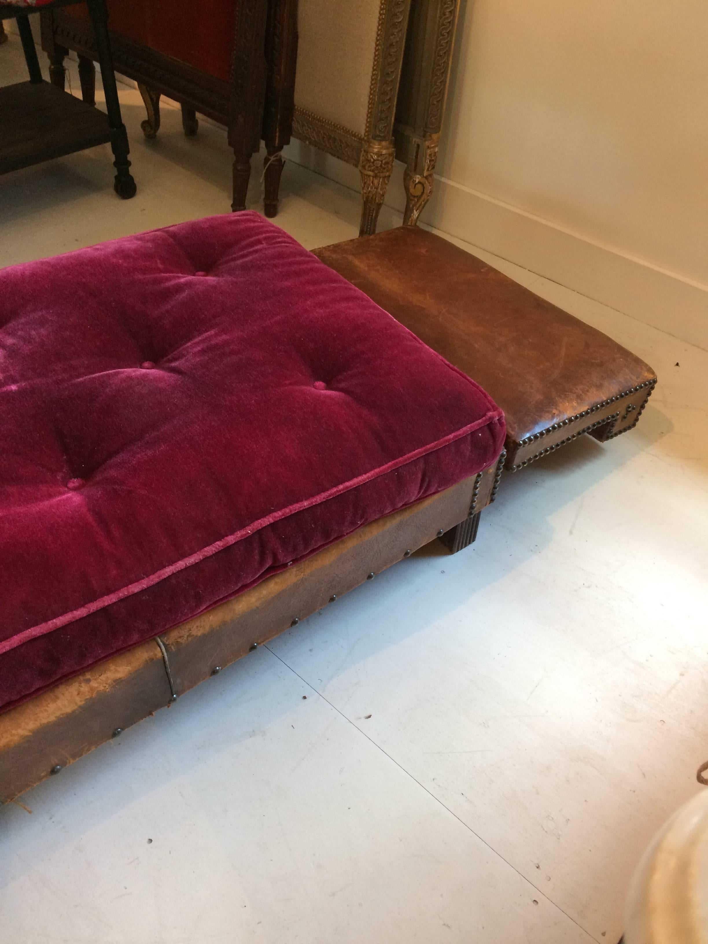 Rare French Leather Campaign Style Daybed 4