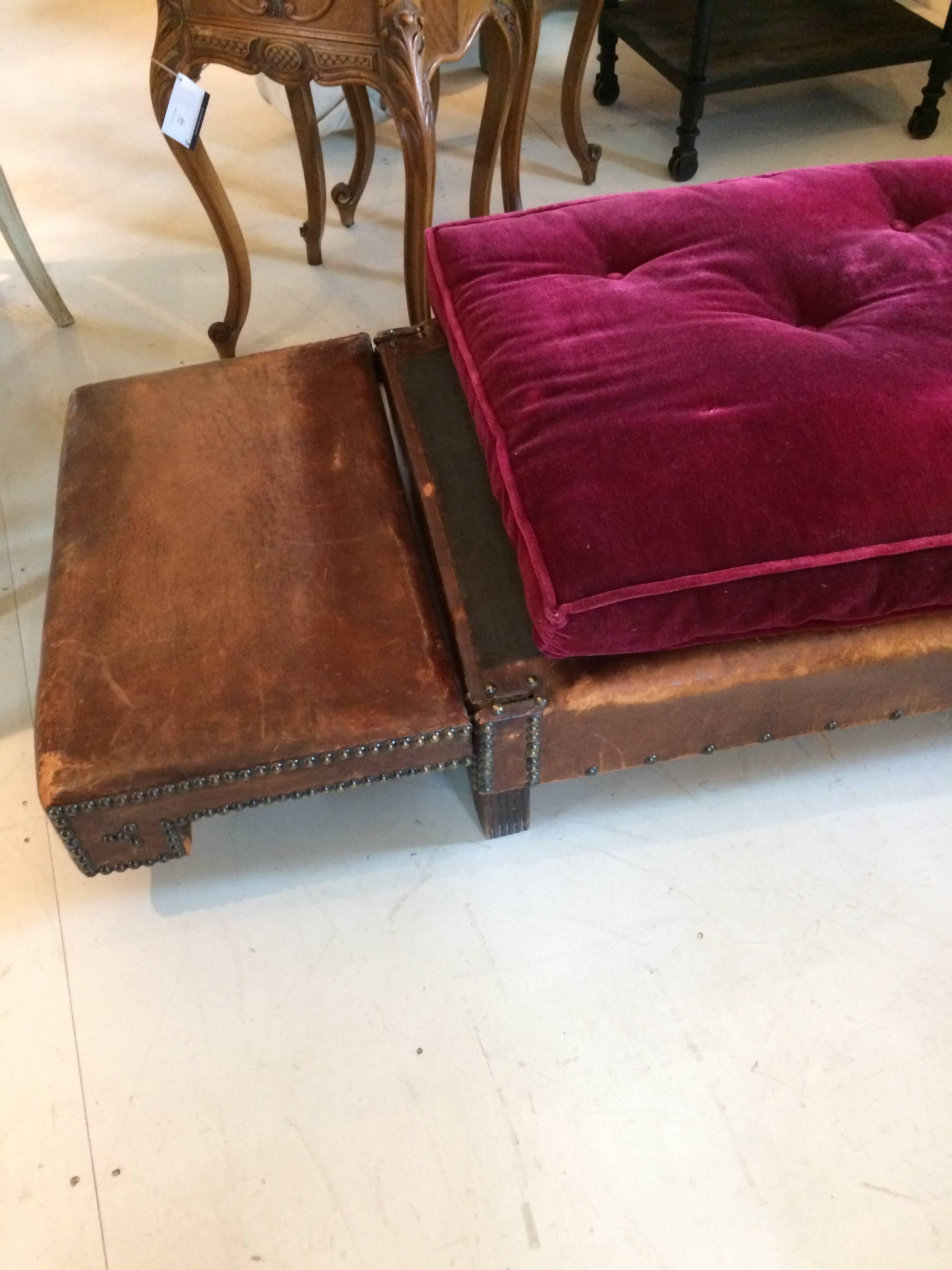 Rare French Leather Campaign Style Daybed 5