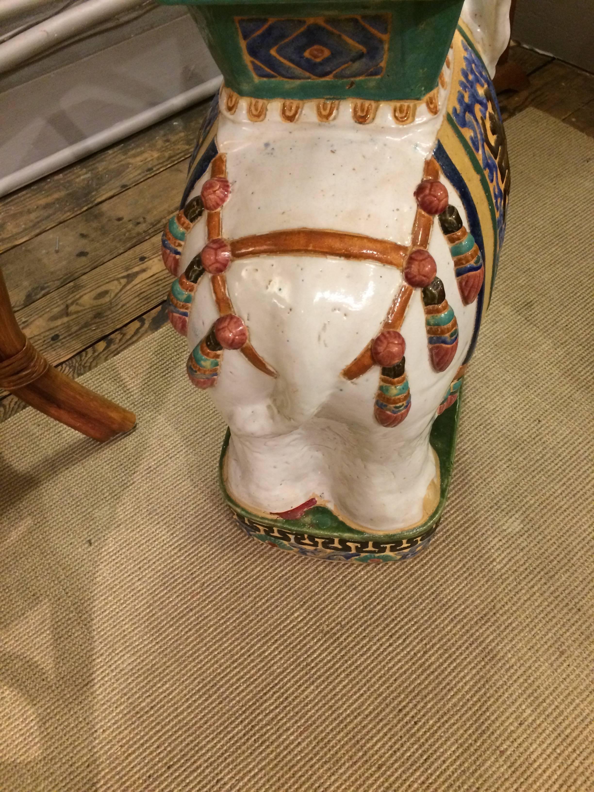 Charming Ceramic Hand-Painted Elephant Garden Seat Table 1