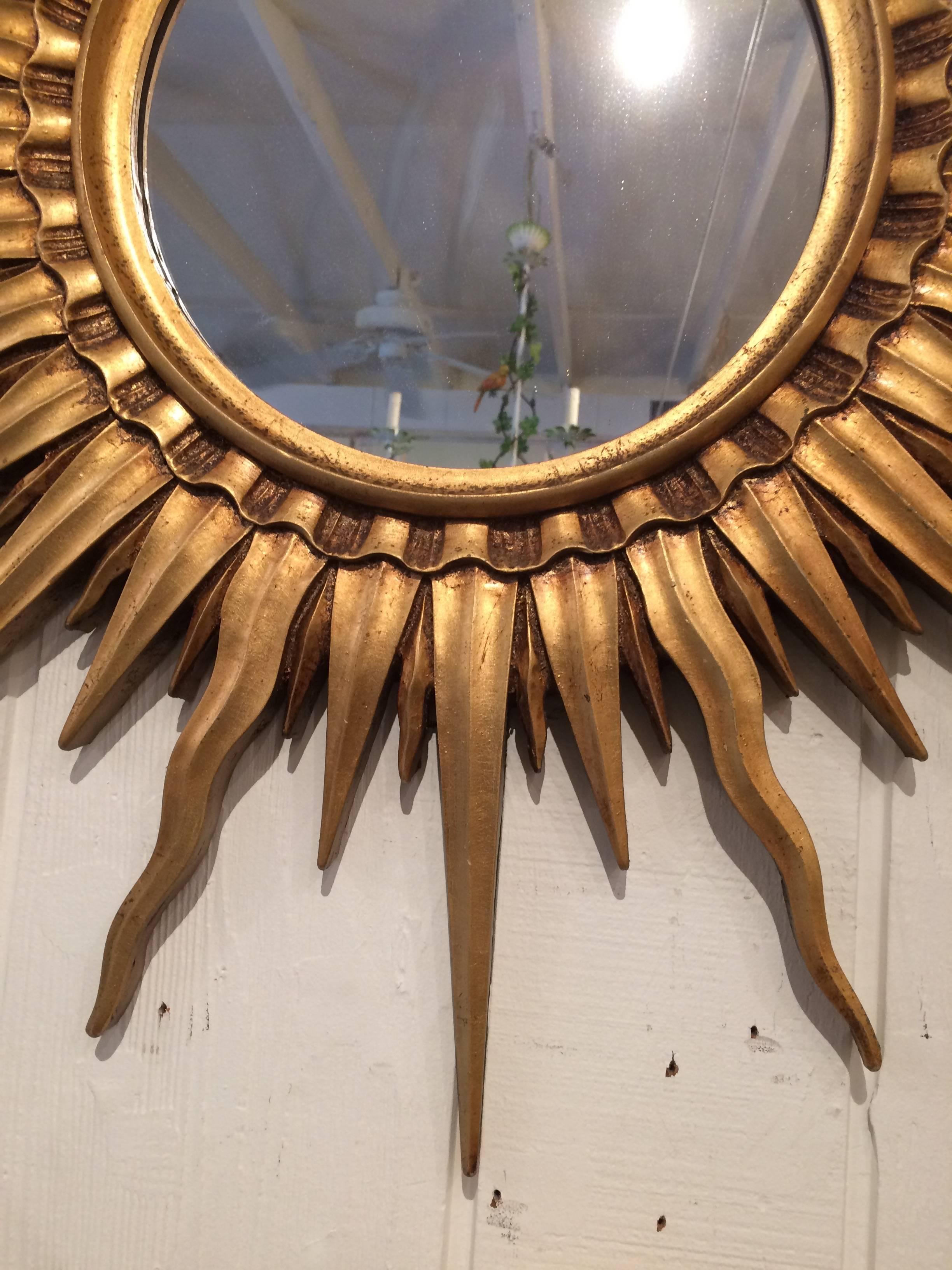 American Glamorous Giltwood Sunburst Mirror