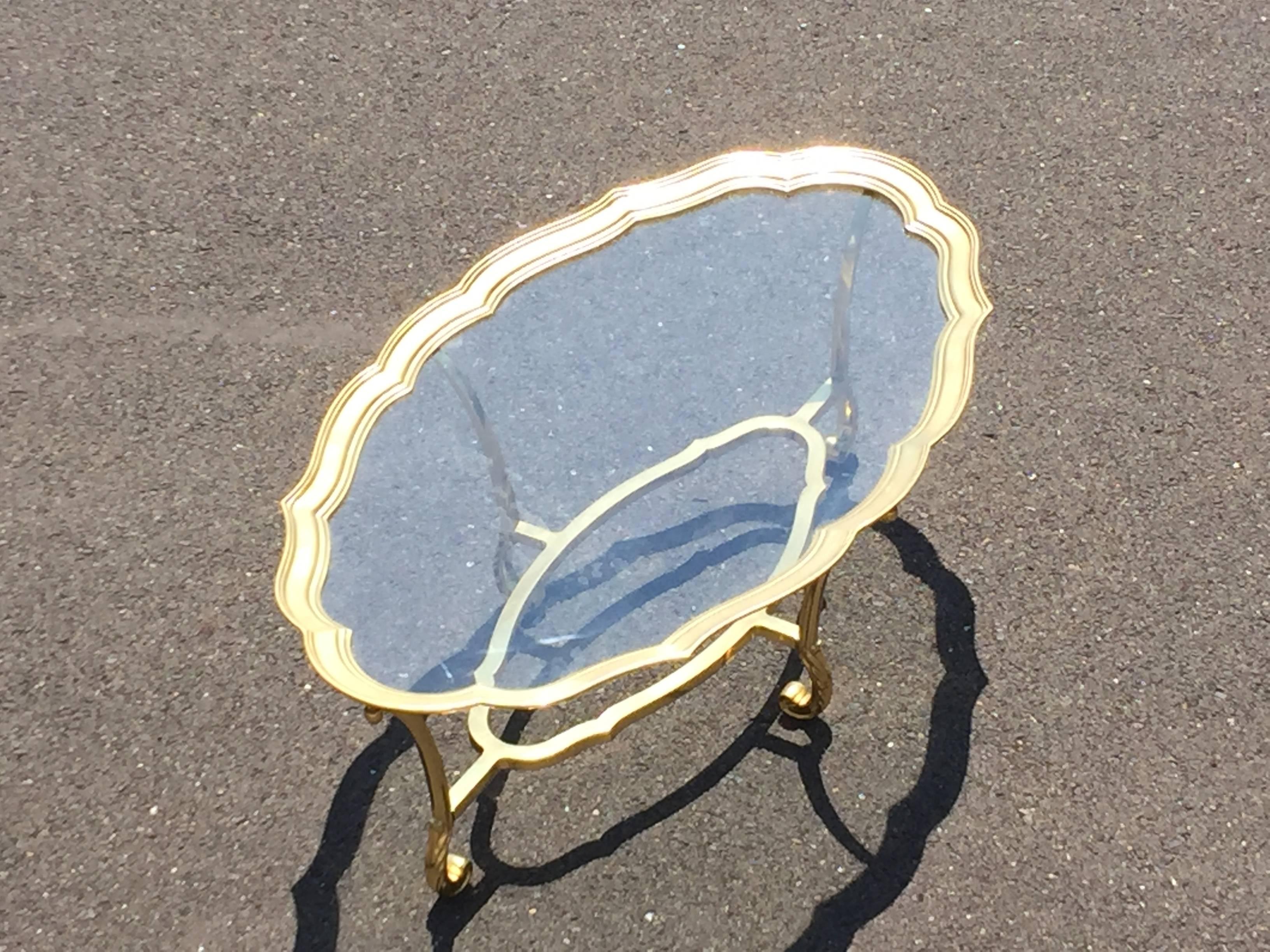 Elegant Brass and Glass Labarge Coffee Table In Excellent Condition In Hopewell, NJ