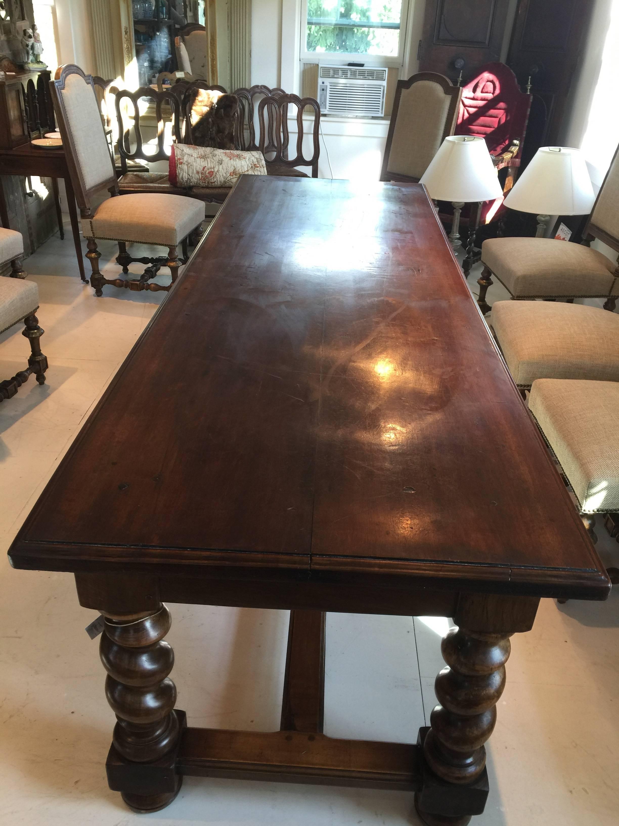 19th Century Impressive Very Long Antique French Walnut Refectory Dining Table