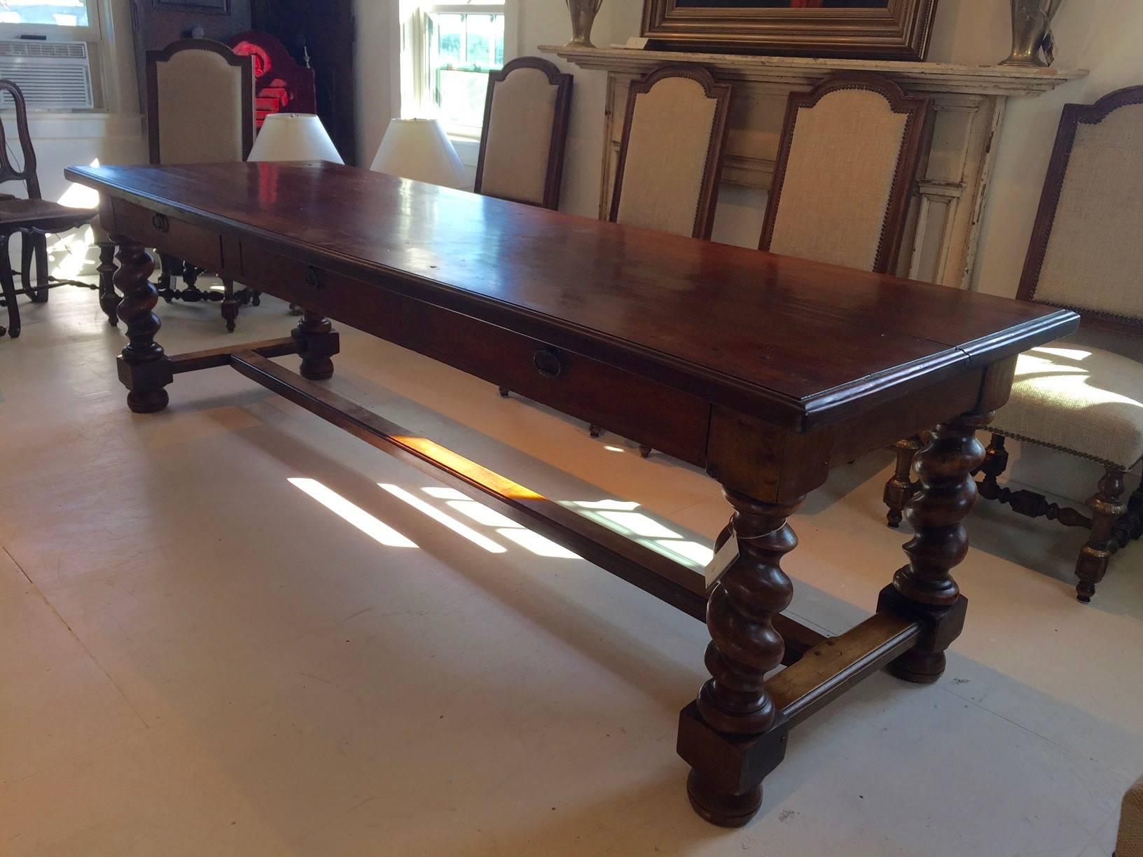 Impressive Very Long Antique French Walnut Refectory Dining Table 3