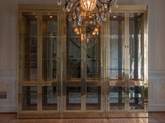 Smashing Mid-Century Modern Mastercraft Brass, Glass and Mirror Cabinet