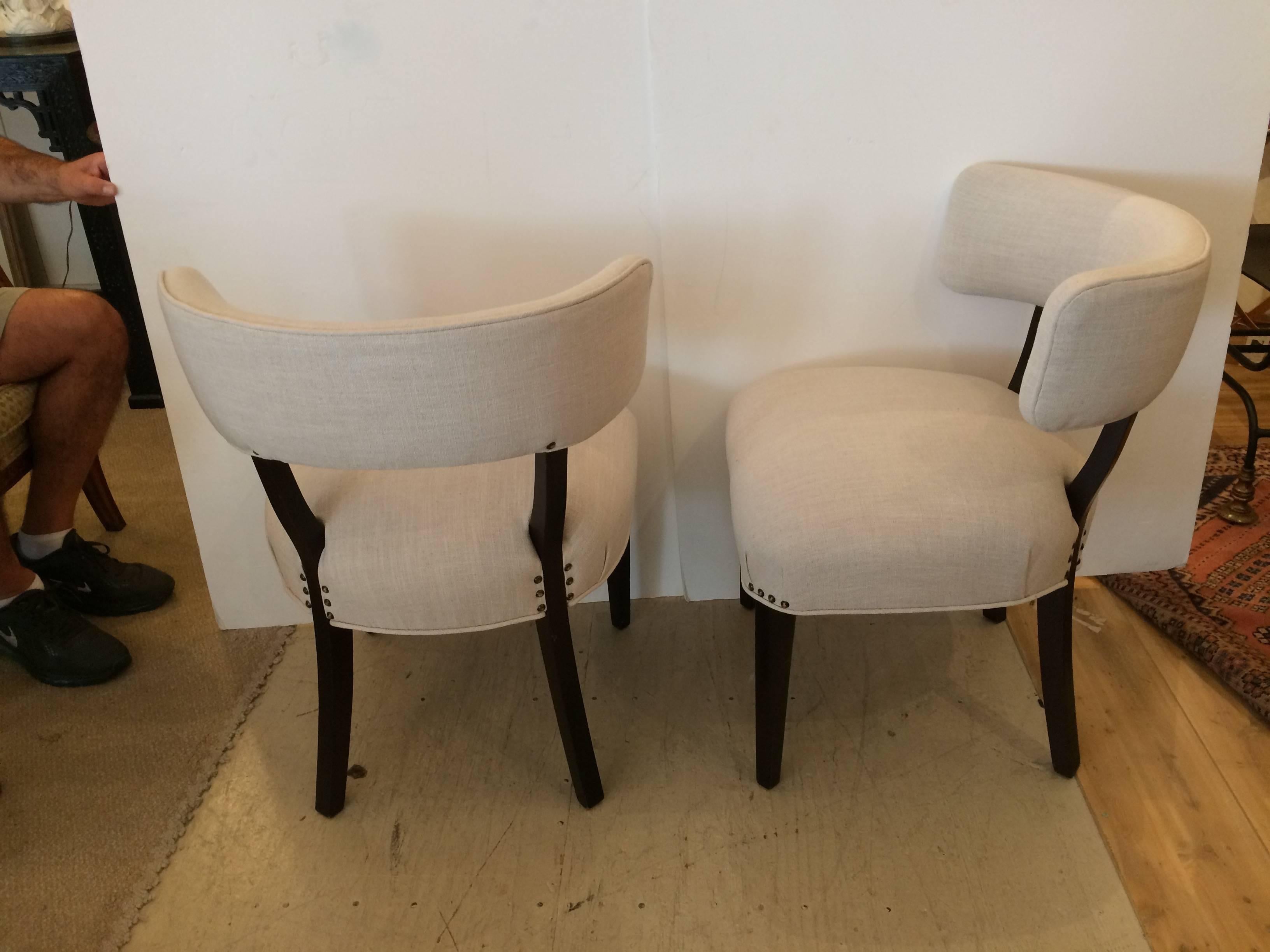 Super Stylish Mid-Century Modern Pair of Klismos Club Lounge Chairs In Excellent Condition In Hopewell, NJ