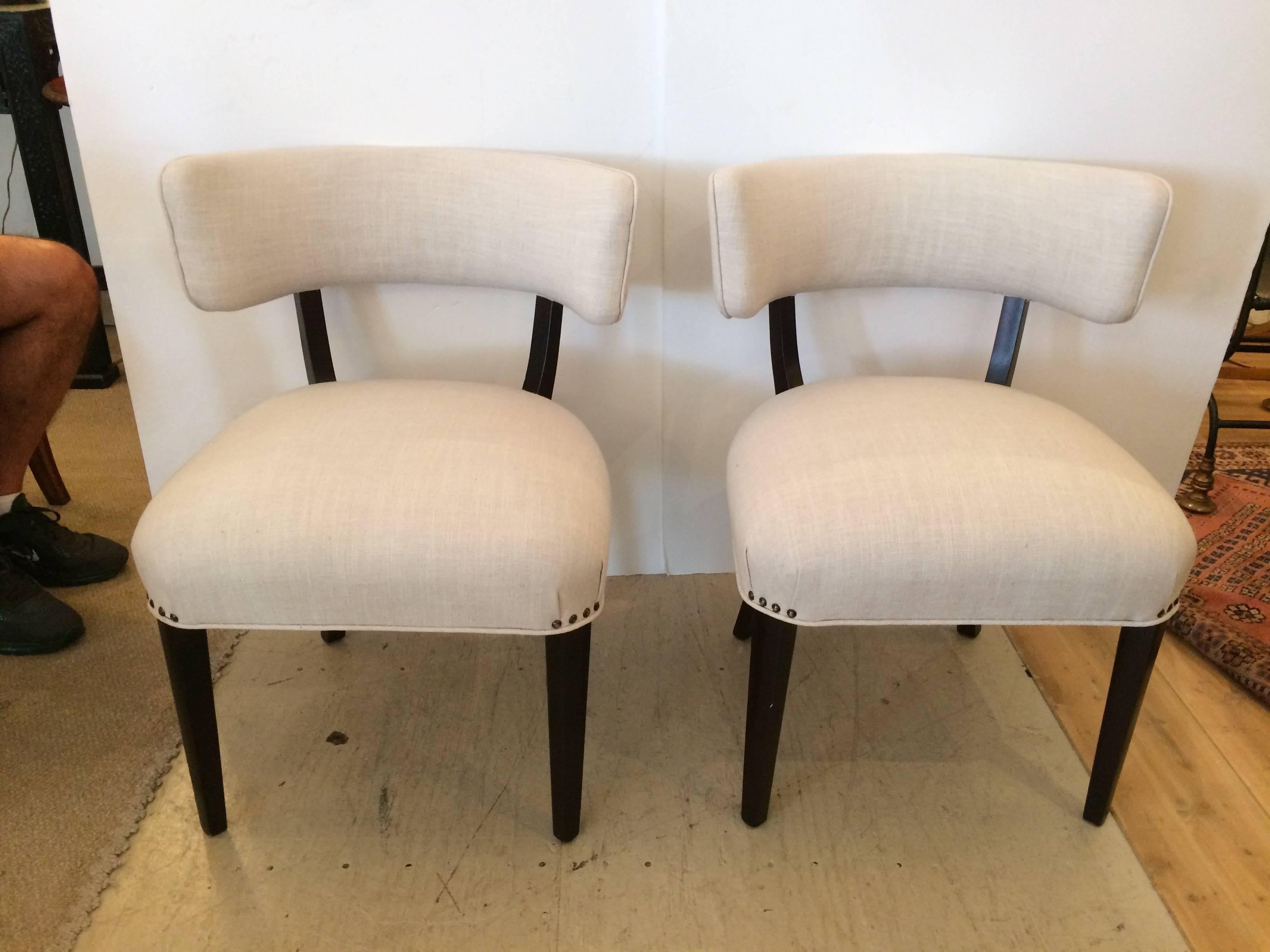 Mid-20th Century Super Stylish Mid-Century Modern Pair of Klismos Club Lounge Chairs