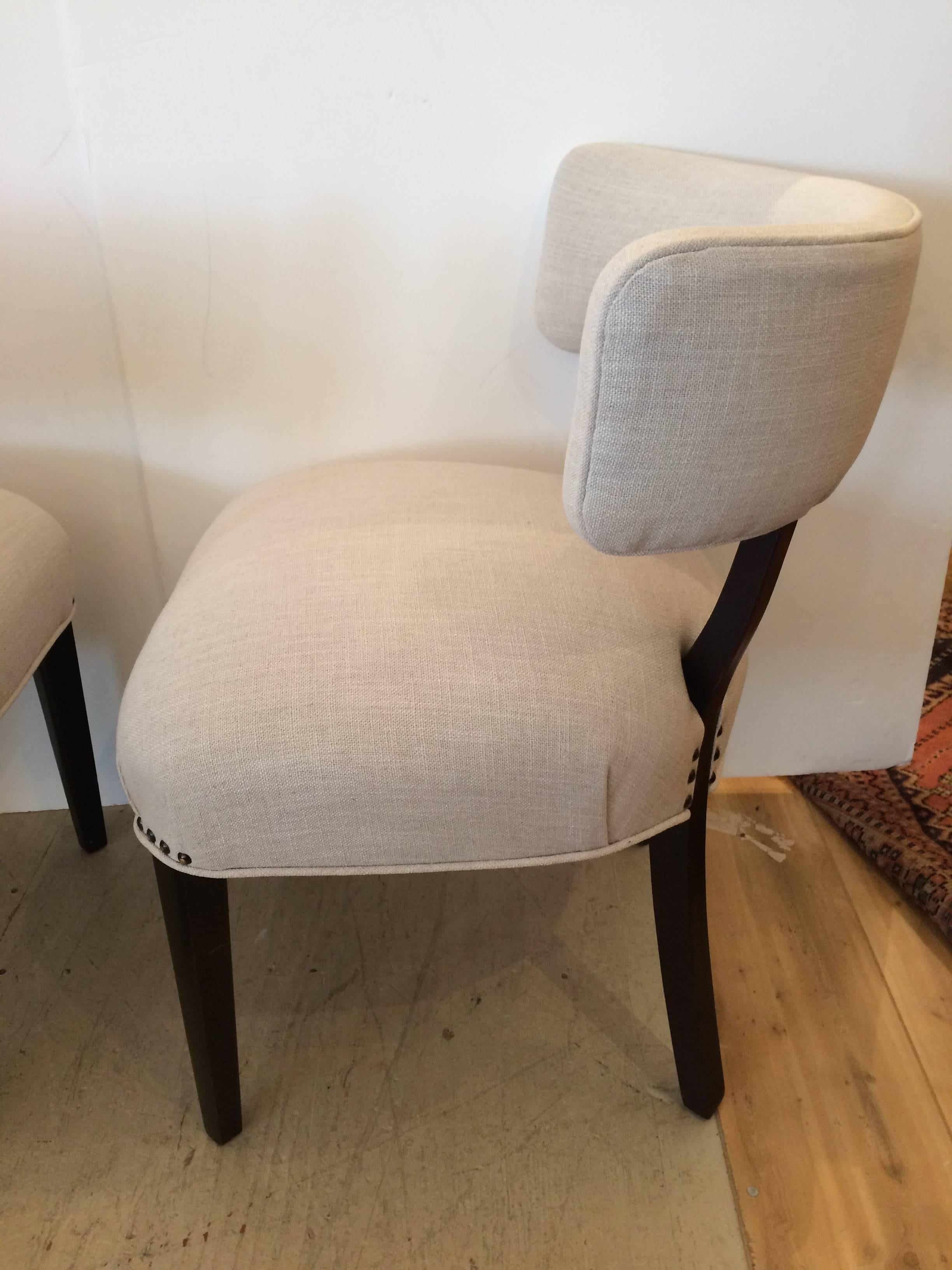 American Super Stylish Mid-Century Modern Pair of Klismos Club Lounge Chairs